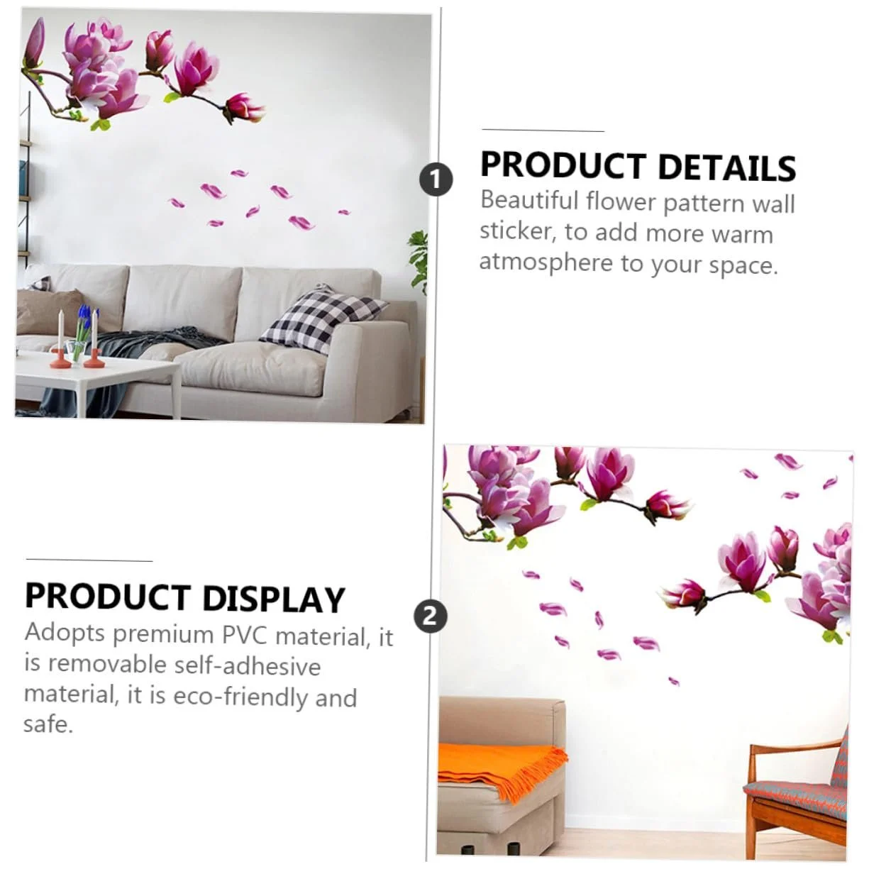 Наклейки на стіну Gatuida Magnolia Creative Mirror Surface 2 шт., фото №6