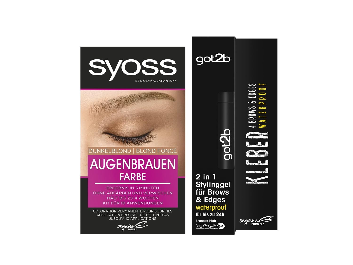 Набір Syoss для брів Eyebrow Colour 6-1 Темний блонд рівень 3 (17 мл) Тривалий результат та клей got2b для брів та країв Водостійкий (16 мл) Захист від поту та води до 24 годин, фото №1