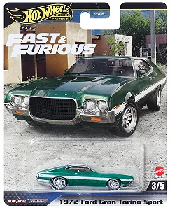 Машинка Hot Wheels Premium Real Riders Ford Gran Torino Sport 1972 / 1:64 / Зелена - Фото 1