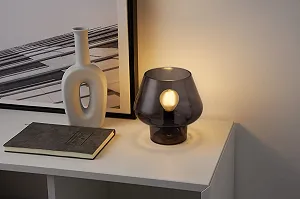 Настільна лампа Pauleen Crystal Gleam 48194 Макс. 20 Вт Димчасте скло E14 Сірий synthetic.ua - Фото 1