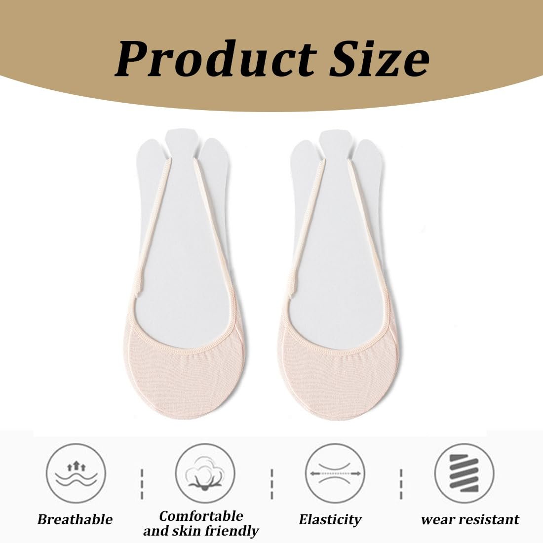 Женские носки-невидимки для балеток, дышащие полуноски для босоножек, 4 пары, фото №2