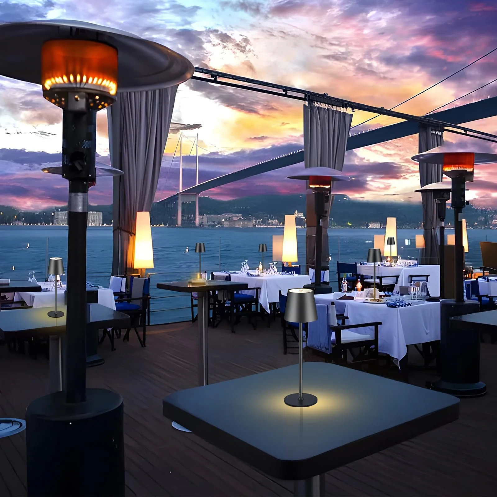 Настольная лампа LED Dimmable Battery Wireless Rechargeable USB-C Aluminium IP54 Pack of 2 Black, фото №6