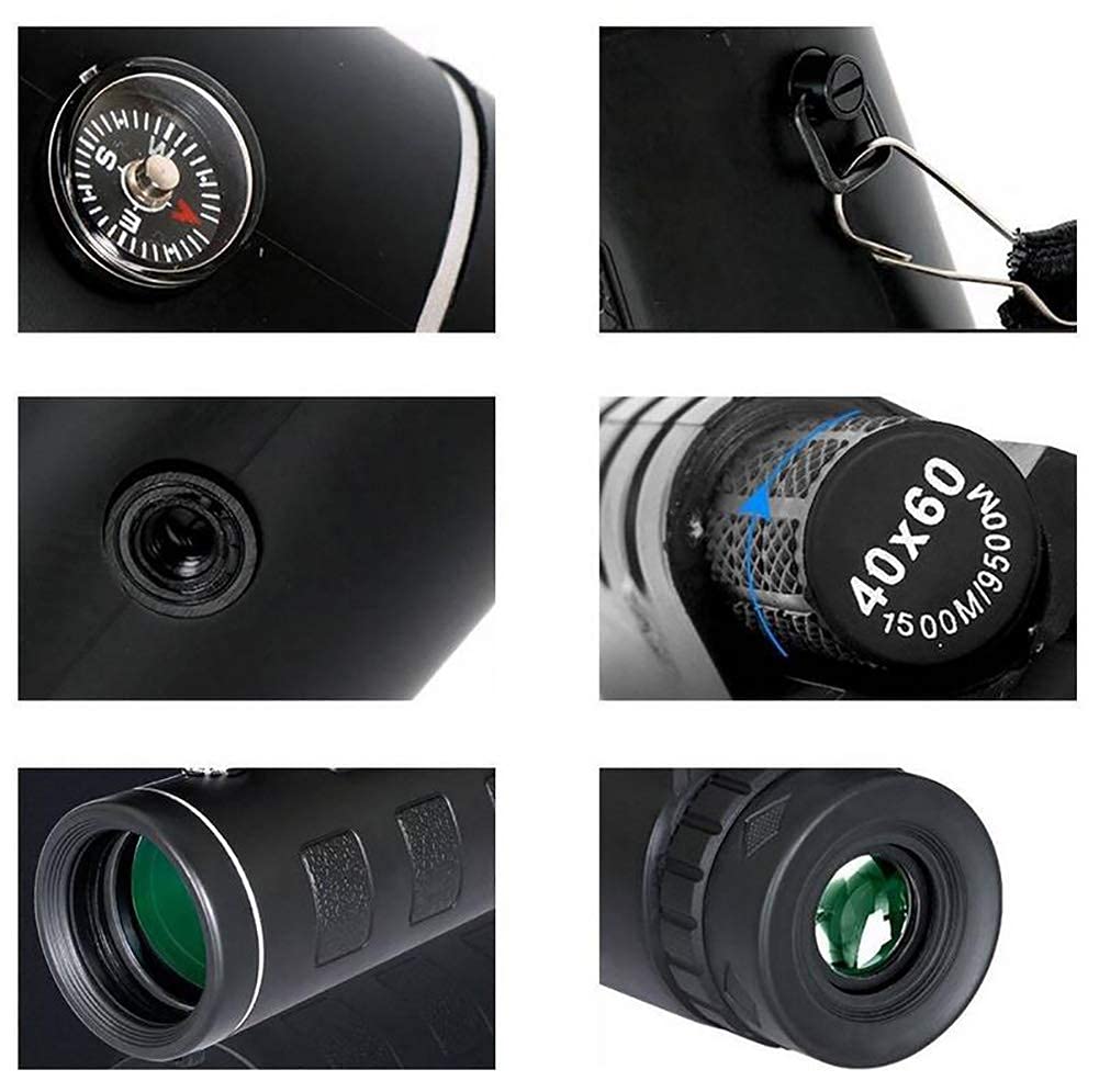 Монокуляр BAK4 HD Vision Prism 40X60 з компасом, тримачем для телефону, штативом для активного відпочинку, фото №4