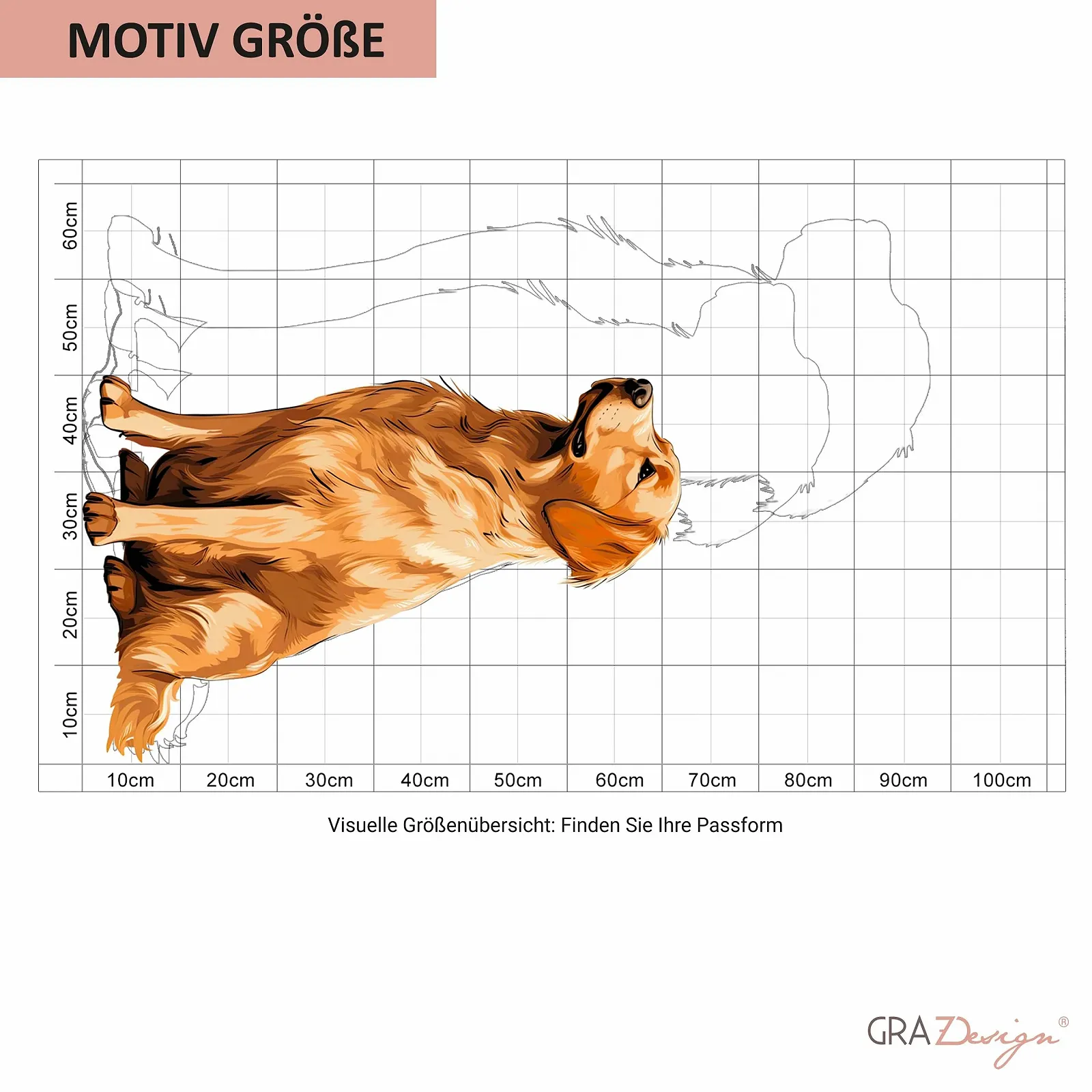 Наклейка на стену GRAZDesign Golden Retriever Самоклеящаяся 62 x 40 см, фото №4