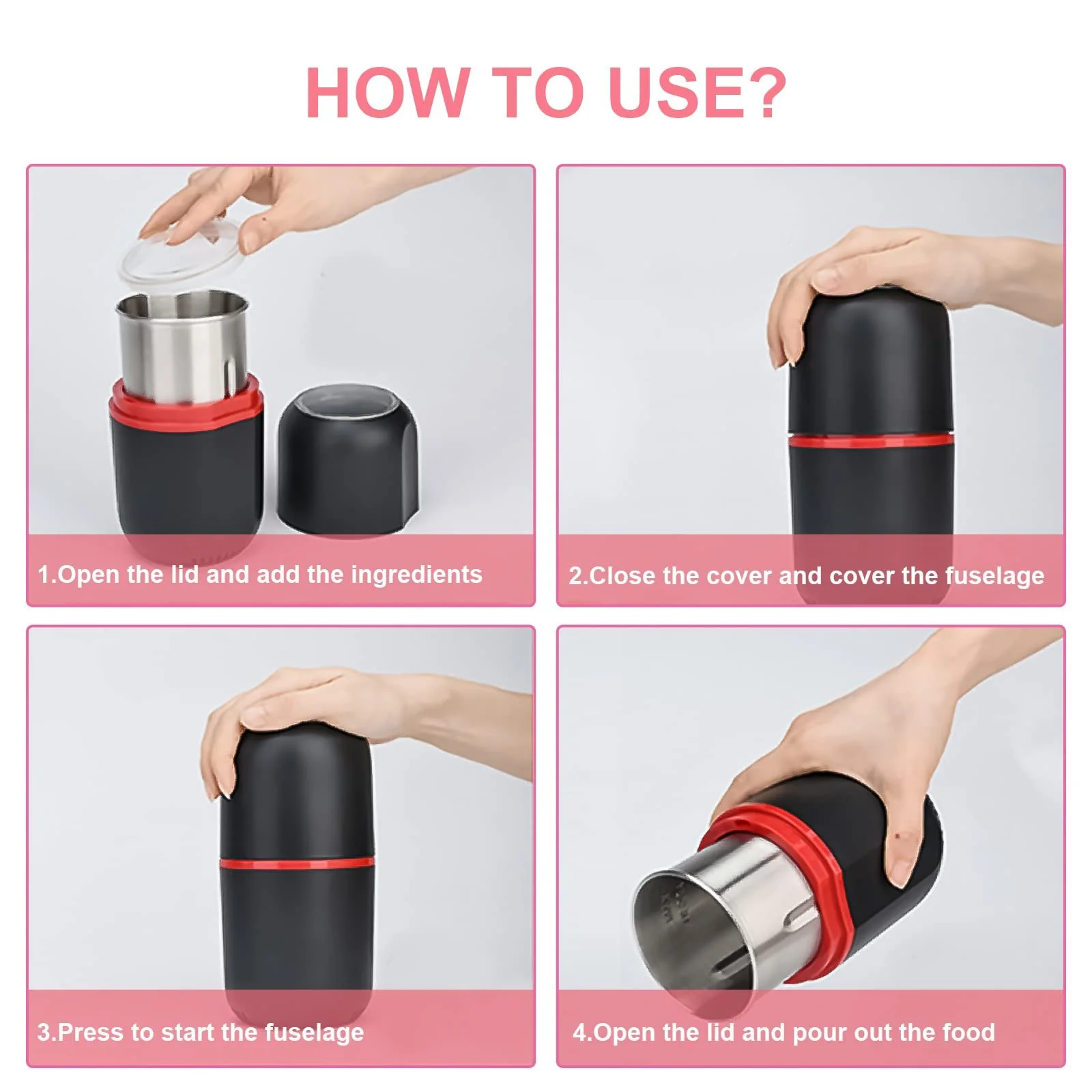 Кофемолка URCheers 360 Degree 150 Вт 25000 об/мин 120 г ABS, фото №4 Кофемолка URCheers 360 Degree 150 Вт 25000 об/мин 120 г ABS, фото №4