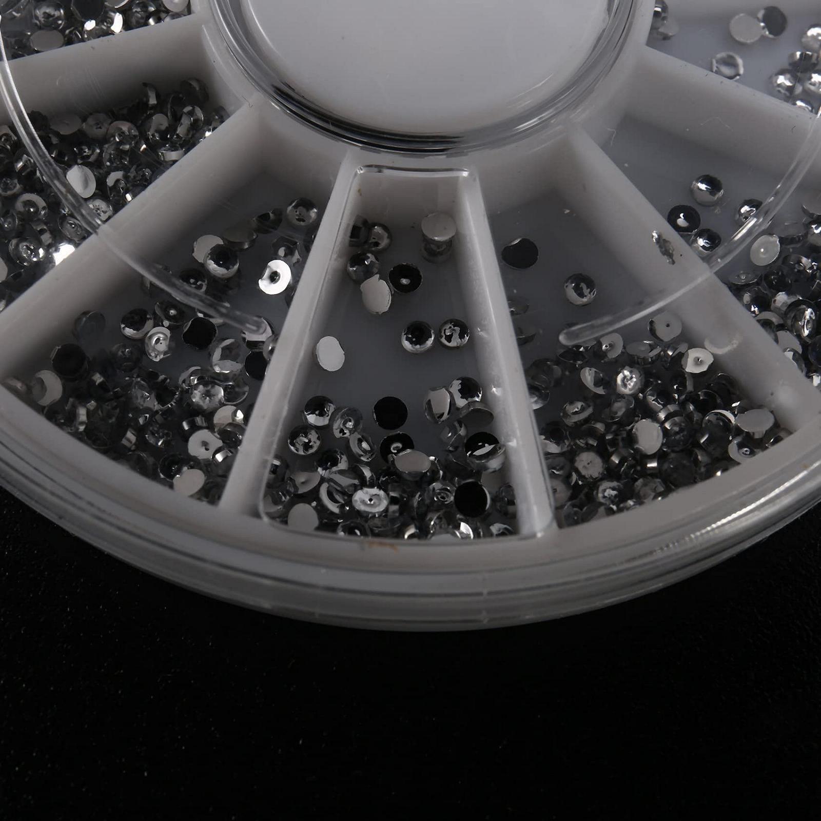 Стрази Срібні Кришталеві в Коробках для Манікюру Unas Art Блискітки 1.5мм Колесо, фото №8