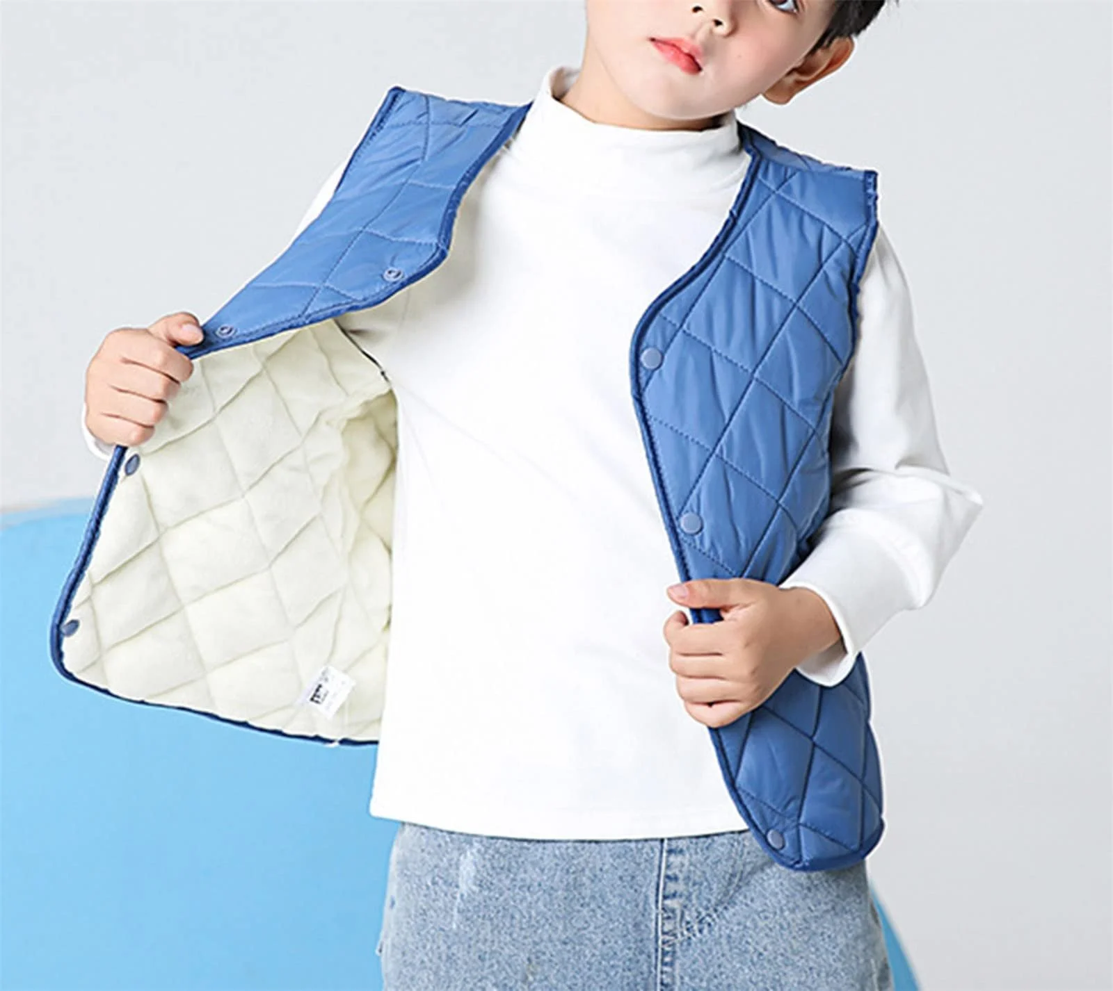 Зимняя Куртка для Мальчиков, Безрукавка, Однотонная., фото №2 Зимняя Куртка для Мальчиков, Безрукавка, Однотонная., фото №2