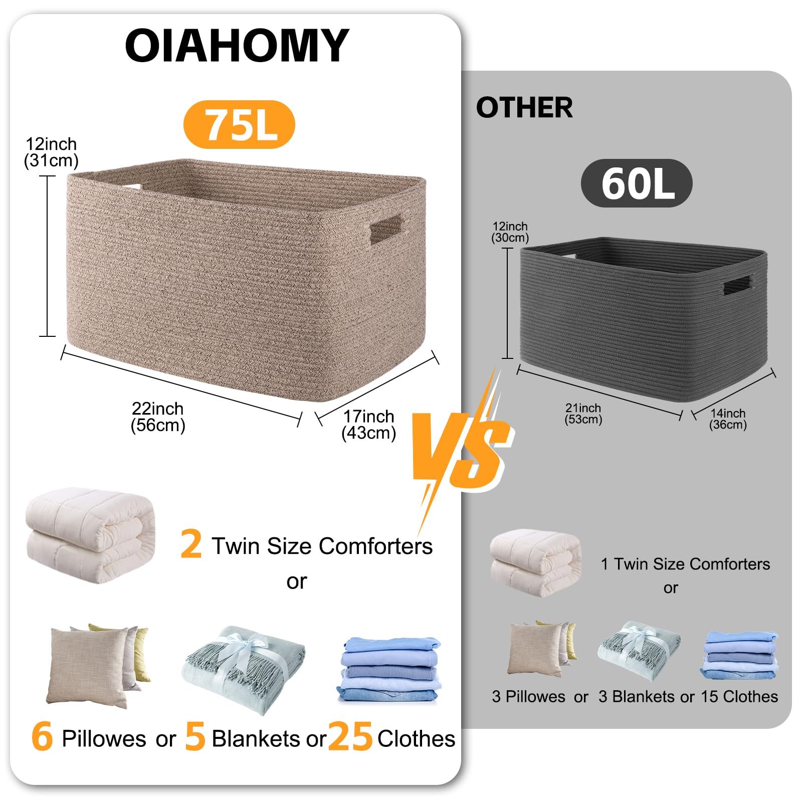 Органайзер OIAHOMY Большая Органайзер Плетеная Коричневая, фото №3