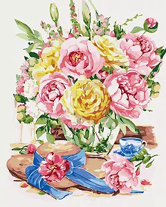 КНО2222 Розфарбування за номерами Свіжість піонів Без коробки - Фото 1