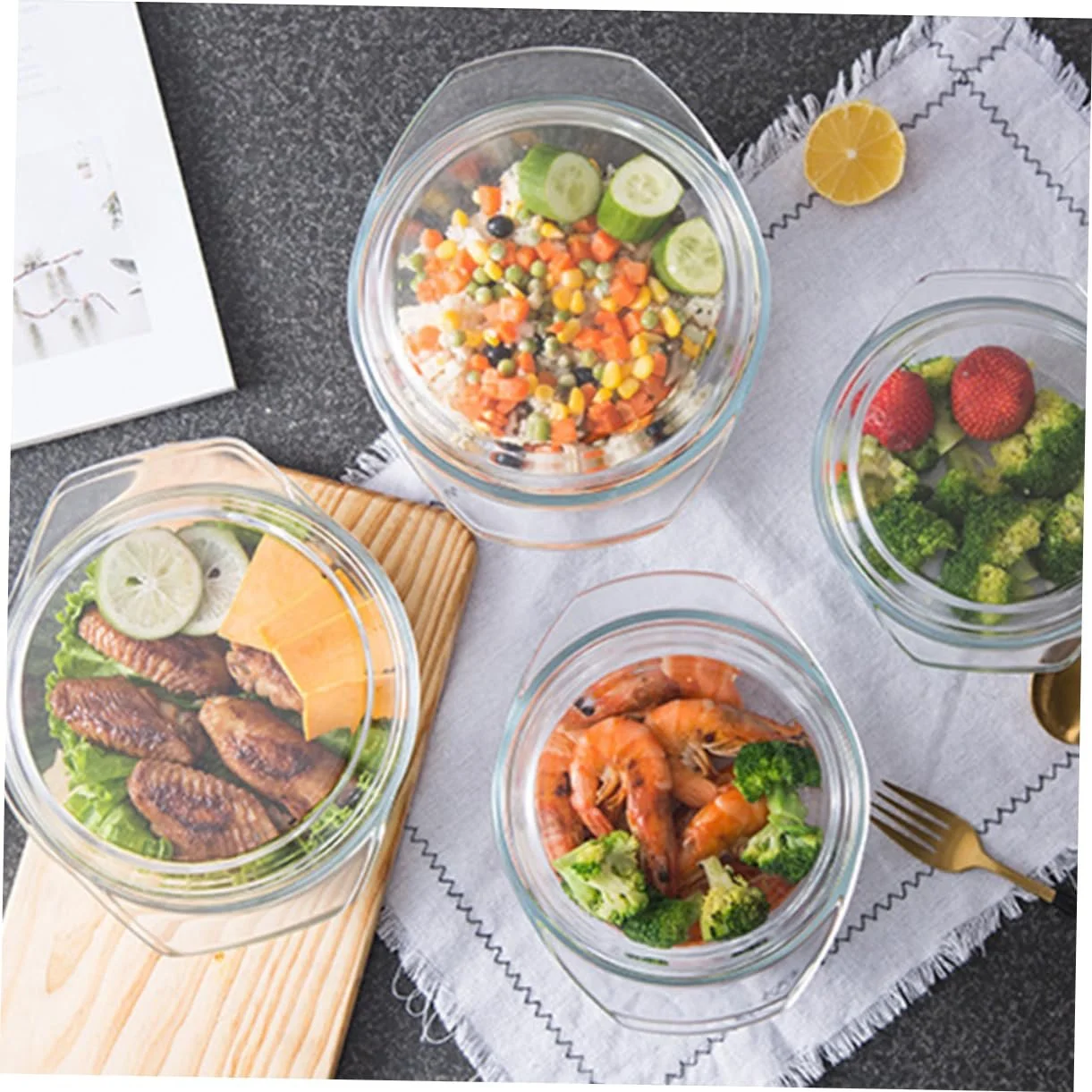 Миска жаростійка кругла з кришкою Скляна, фото №4