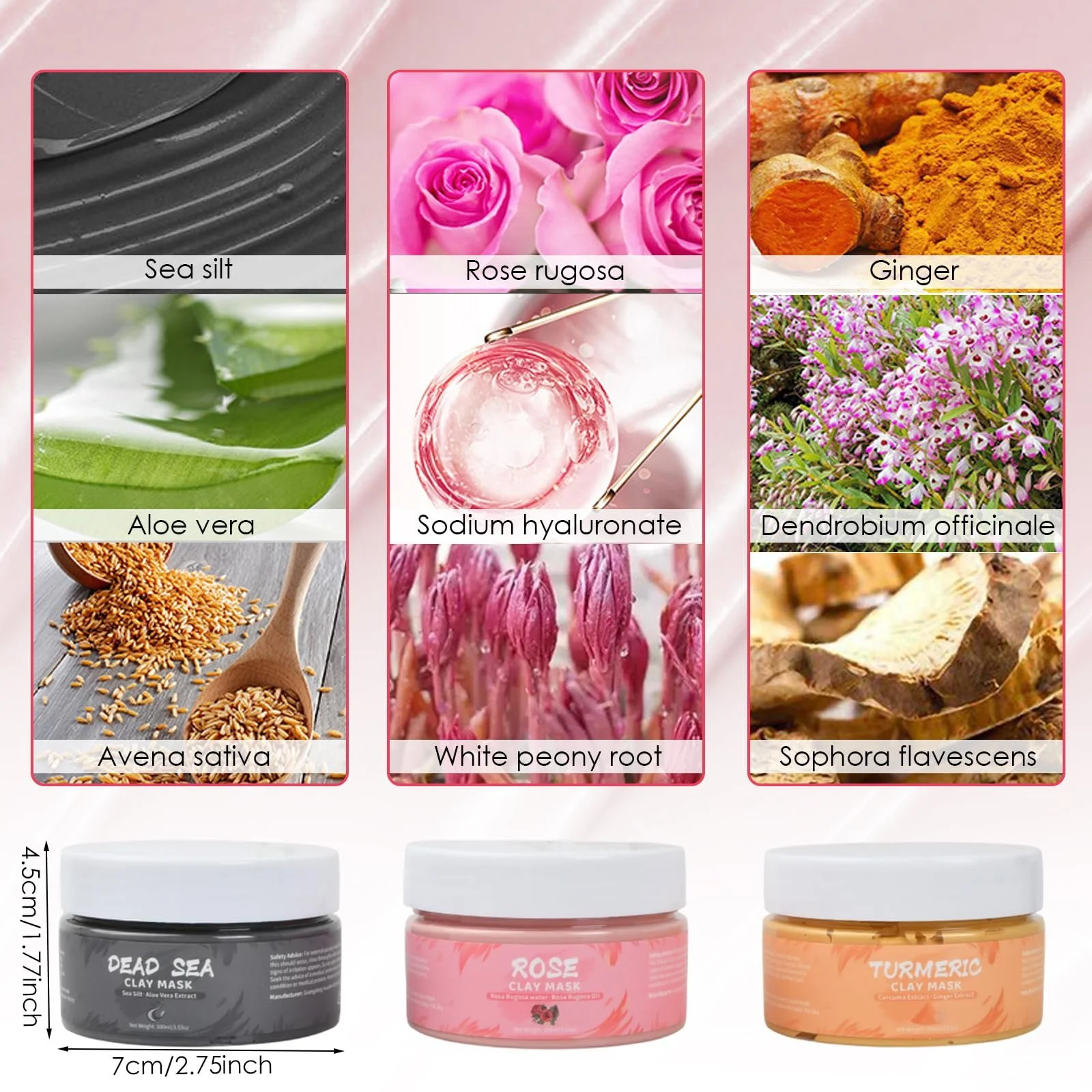 Набір масок для обличчя Spa, Маска для обличчя з трояндою, Набір глиняних масок для зменшення кількості чорних цяток і акне, фото №2