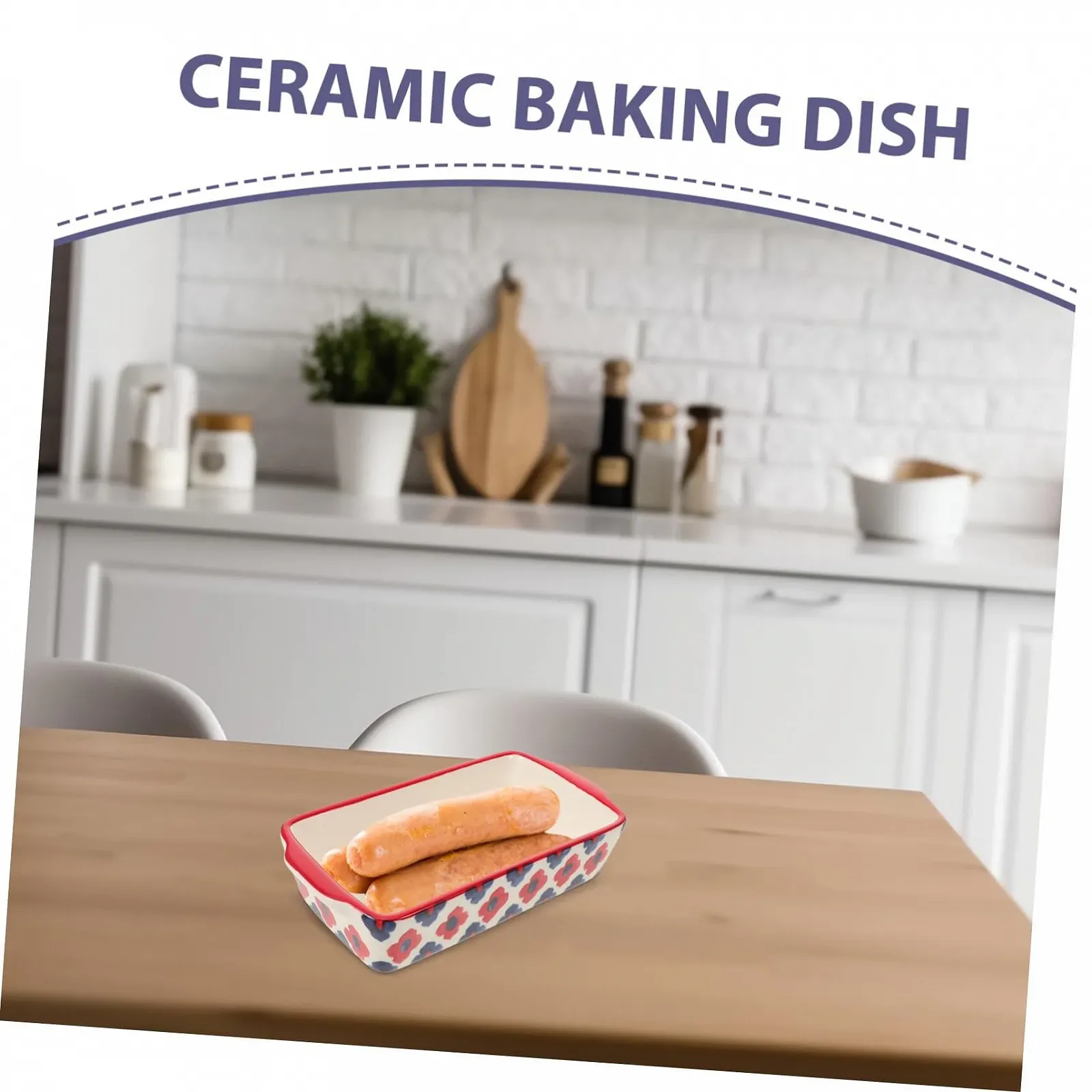 Форма для запікання SOLUSTRE керамічна прямокутна з подвійними ручками велика, фото №5