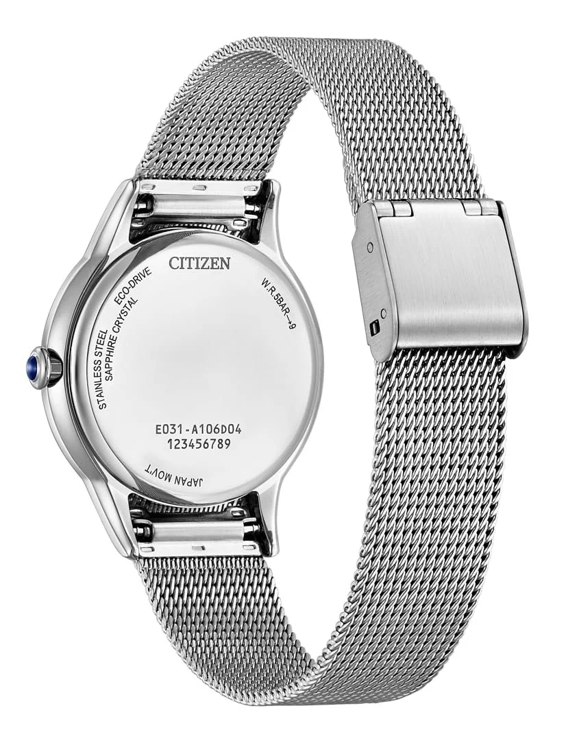 Мужские аналоговые часы CITIZEN EM1150-86D серебристые с ремешком из нержавеющей стали, браслет, фото №2