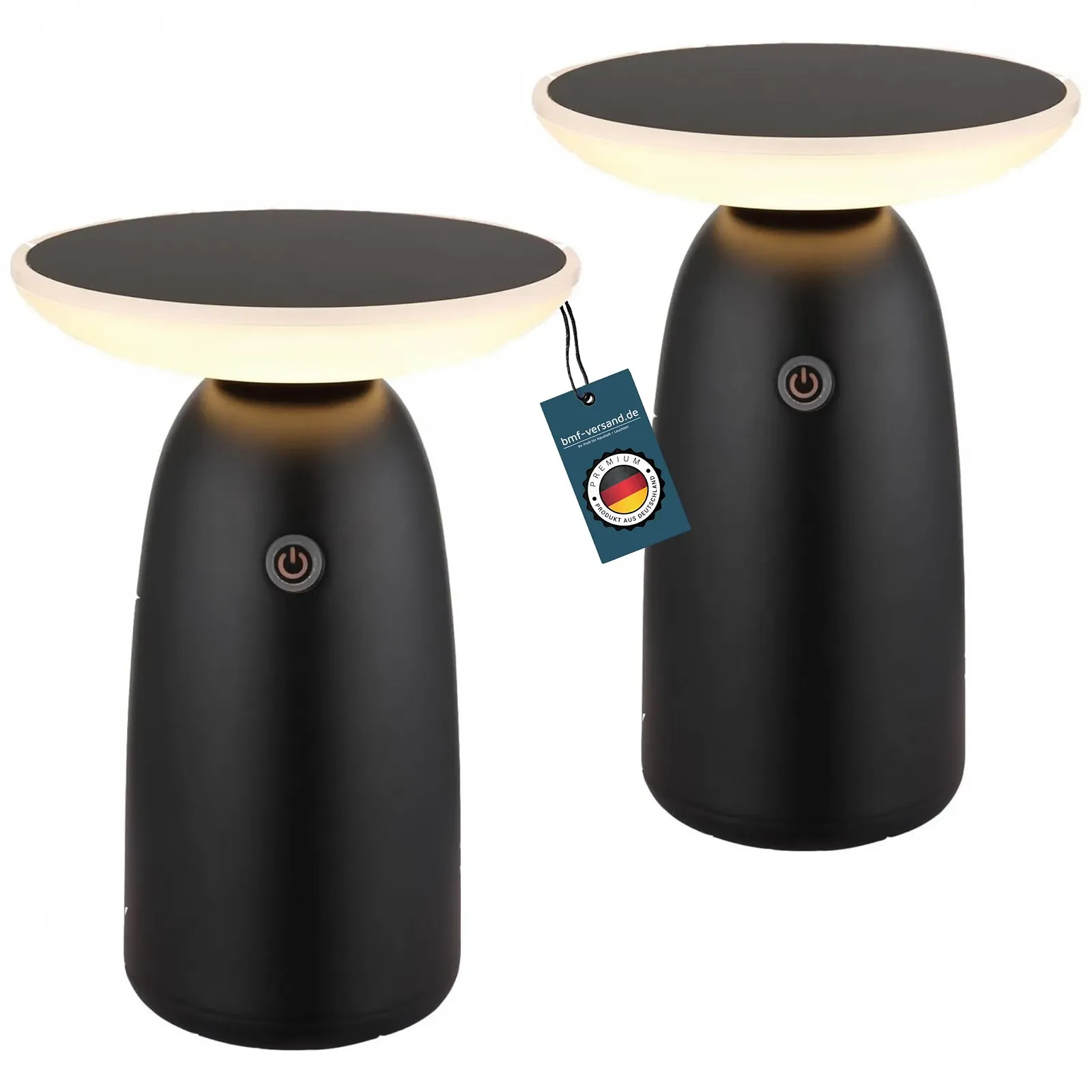 Настільна лампа Бездротова на сонячній батареї Набір 2 шт. LED з функцією димування Сенсорна Чорна USB Акумуляторна, фото №1