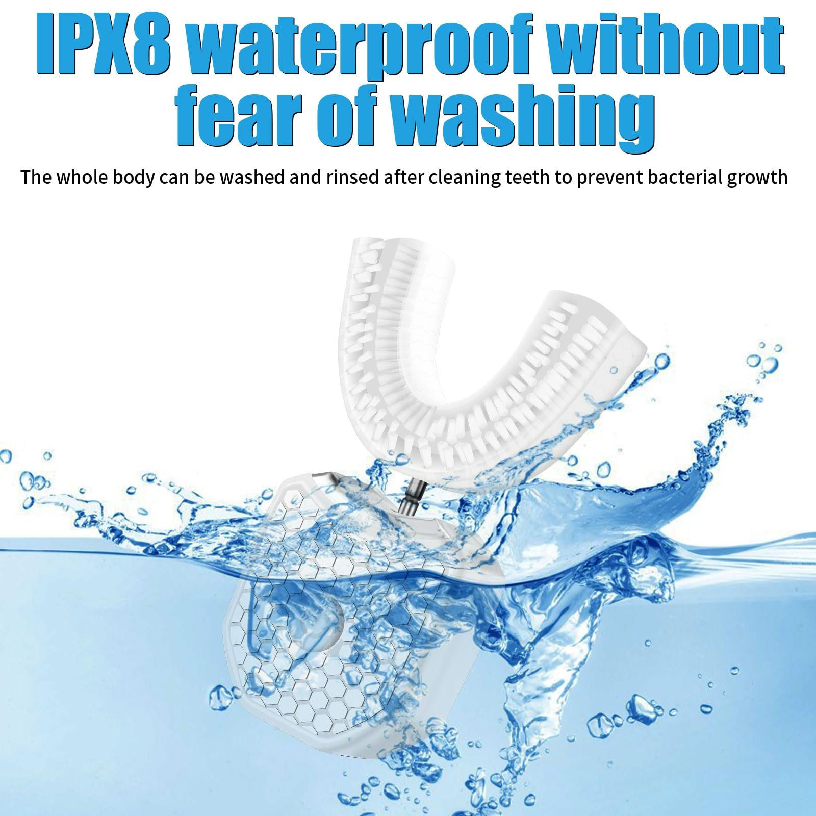 Електрична ультразвукова зубна щітка WingFly U-подібна 360° бездротова Black, M, фото №5