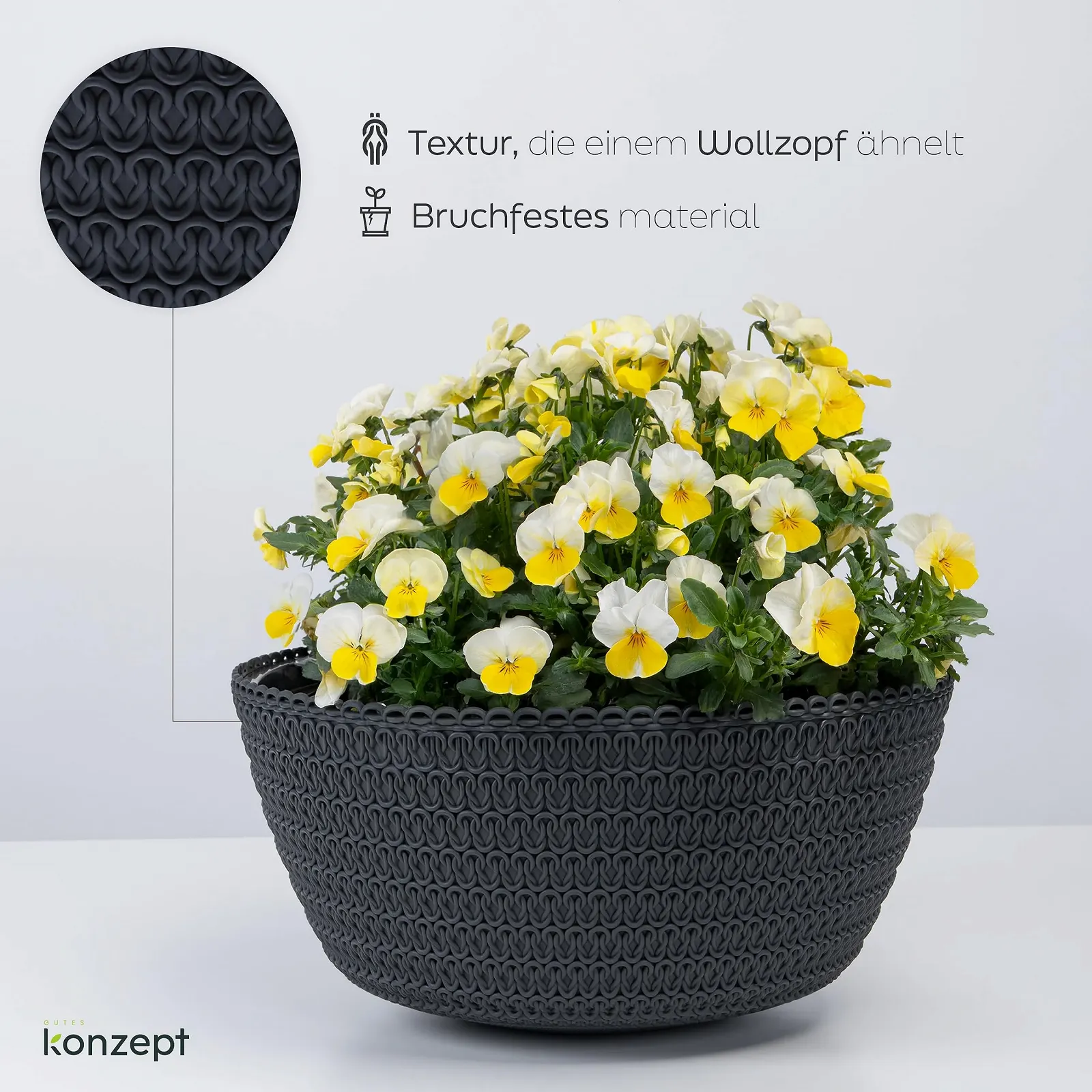 Підвісний кошик KONZEPT з візерунком плетіння діаметр 30 см Антрацит, фото №3 Підвісний кошик KONZEPT з візерунком плетіння діаметр 30 см Антрацит, фото №3