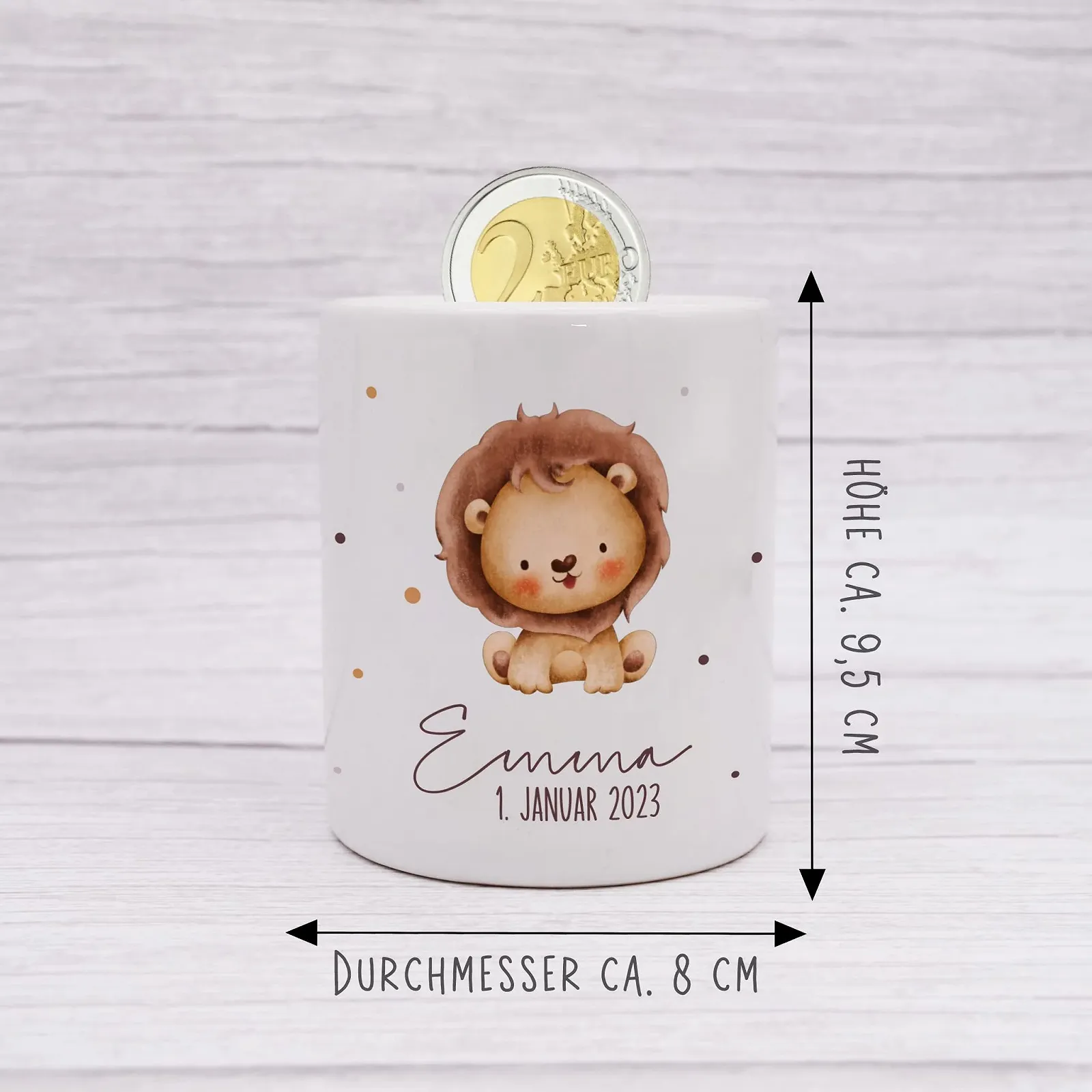 Копилка VERSCHENKICH Lion керамическая персонализированная детская Lion, фото №6