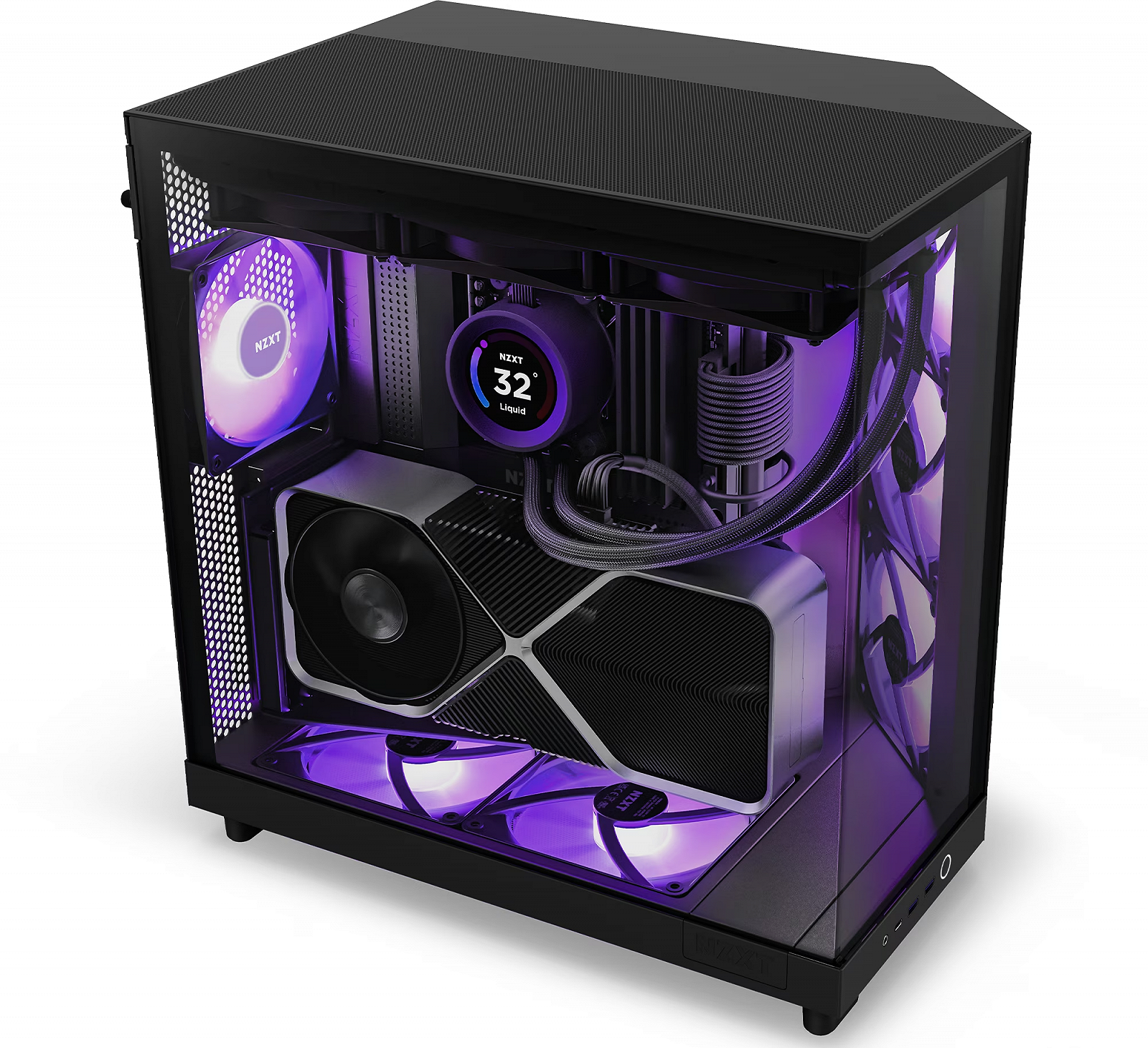 Корпус NZXT H6 Flow RGB (CC-H61FB-R1) / Mid-Tower / ATX, Micro-ATX, Mini-ITX / 3x120mm ARGB / 1xUSB Type-C / Без БЖ / Чорний, фото №2 Корпус NZXT H6 Flow RGB (CC-H61FB-R1) / Mid-Tower / ATX, Micro-ATX, Mini-ITX / 3x120mm ARGB / 1xUSB Type-C / Без БЖ / Чорний, фото №2