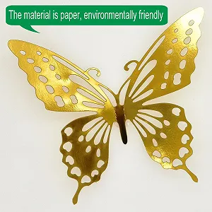 3D наклейки на стіну Метелики 12 шт. Золотий synthetic.ua - Фото 1
