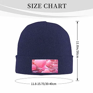 Вязаная шапка с розовыми сердцами для женщин Зима теплая вязаная synthetic.ua - Фото 1