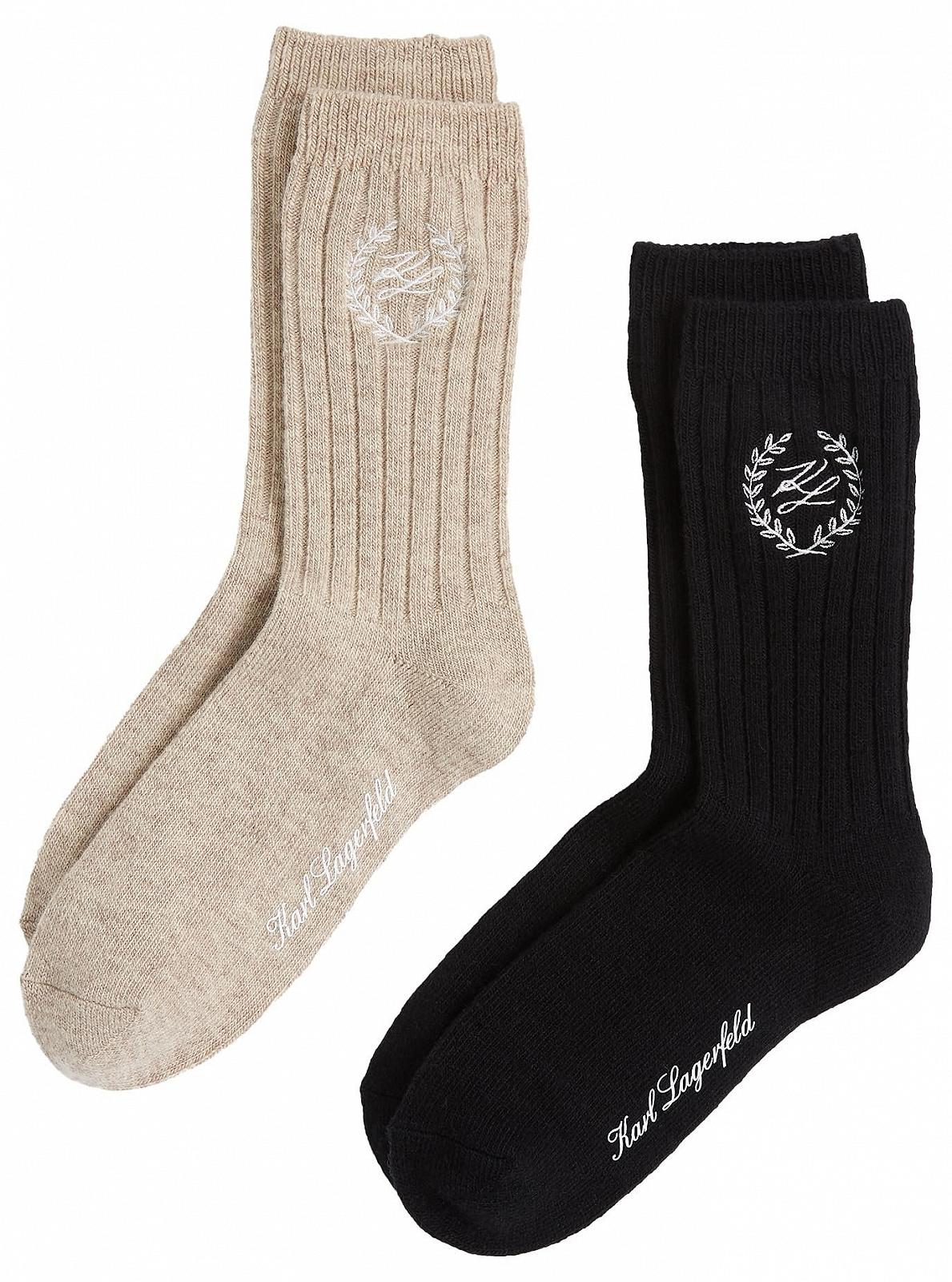Женские носки K/Hotel Karl Crest Wool (2 пары) Бежевый/Черный One Size (2 пары), фото №1