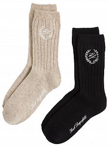 Женские носки K/Hotel Karl Crest Wool (2 пары) Бежевый/Черный One Size (2 пары) - Фото 1