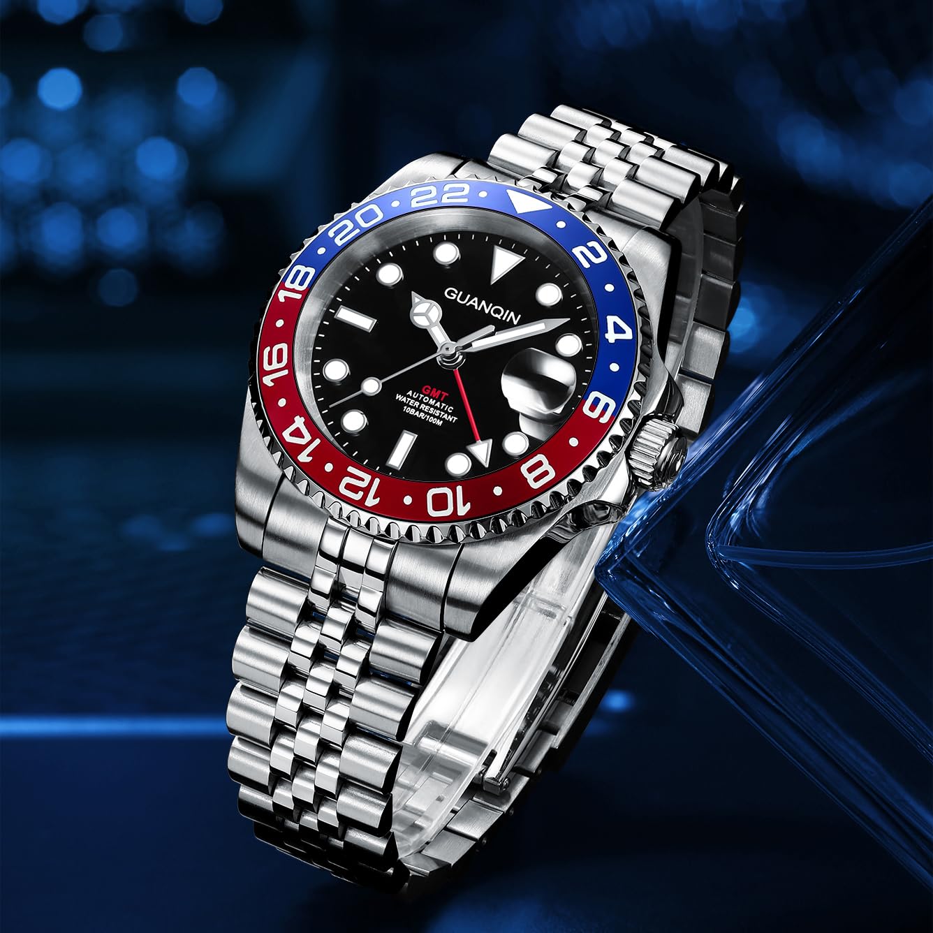 Годинник RollsTimi Чоловічий GMT Automatic Японський механізм NH34 Нержавіюча сталь 100M Водонепроникний Повний світловий Елегантний Спортивний 40 мм, фото №2