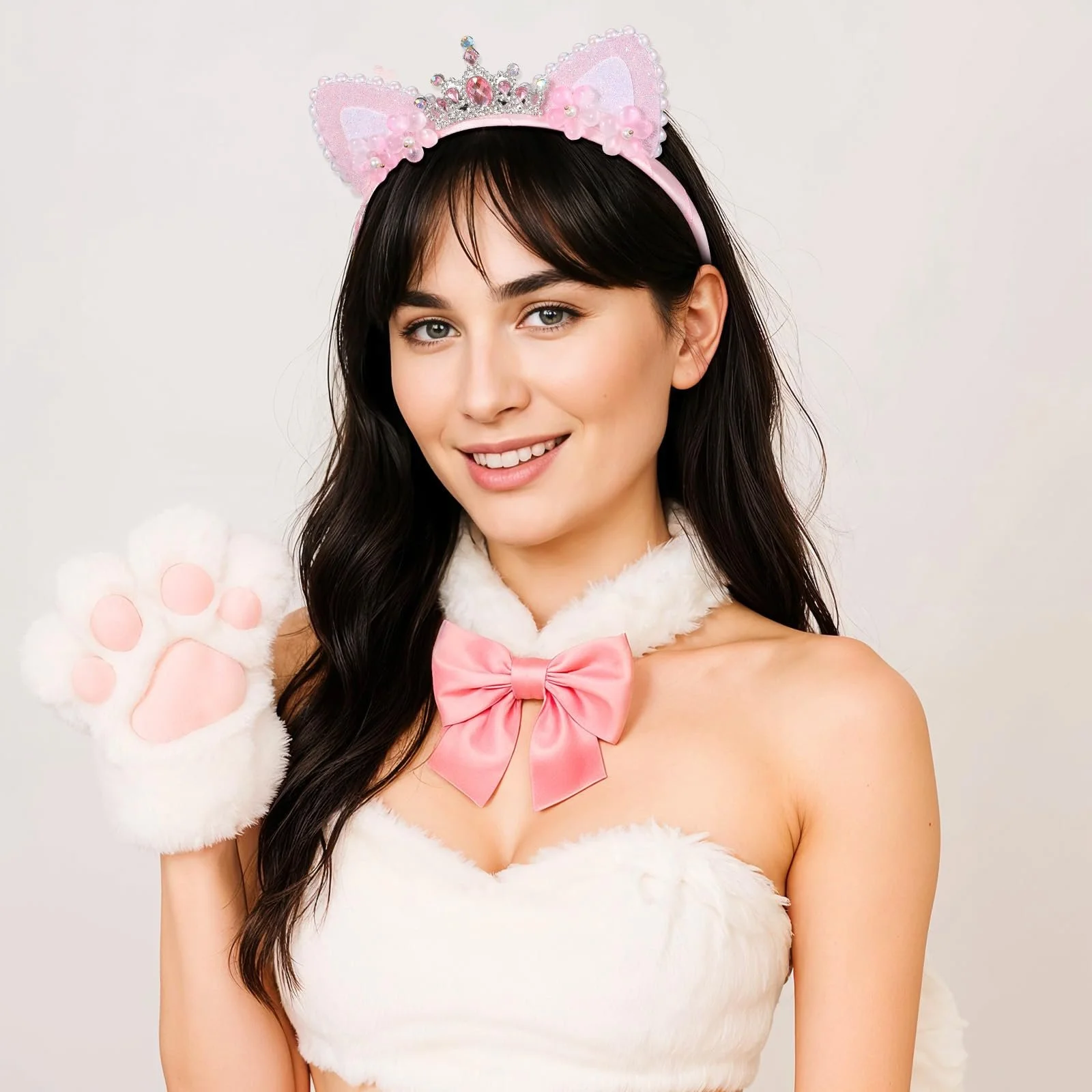 Обруч для волосся Вушка кота зі стразами для дівчат, фото №2