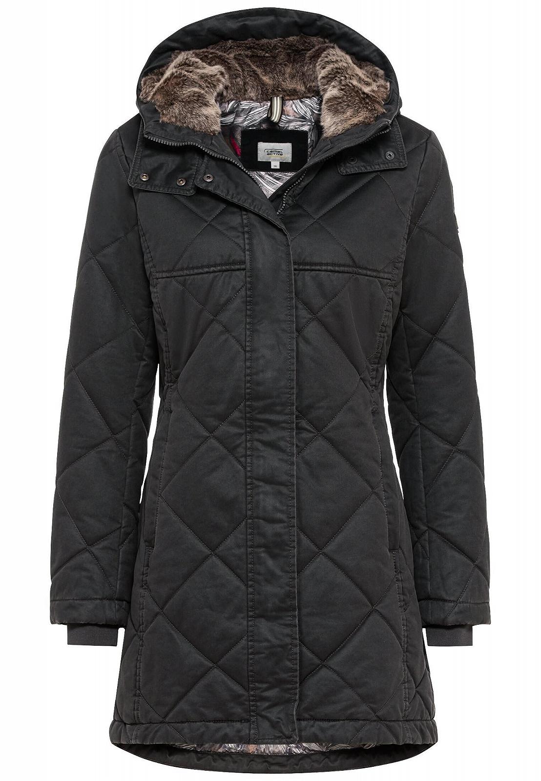 Жіноче стьобане пальто camel active у вінтажному стилі, фото №2