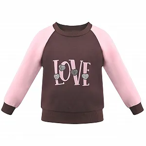 Свитшот Sunny Fashion для девочек, с принтом сердечка Love Heart, серый, с длинными рукавами, размер 110-146 - Фото 1
