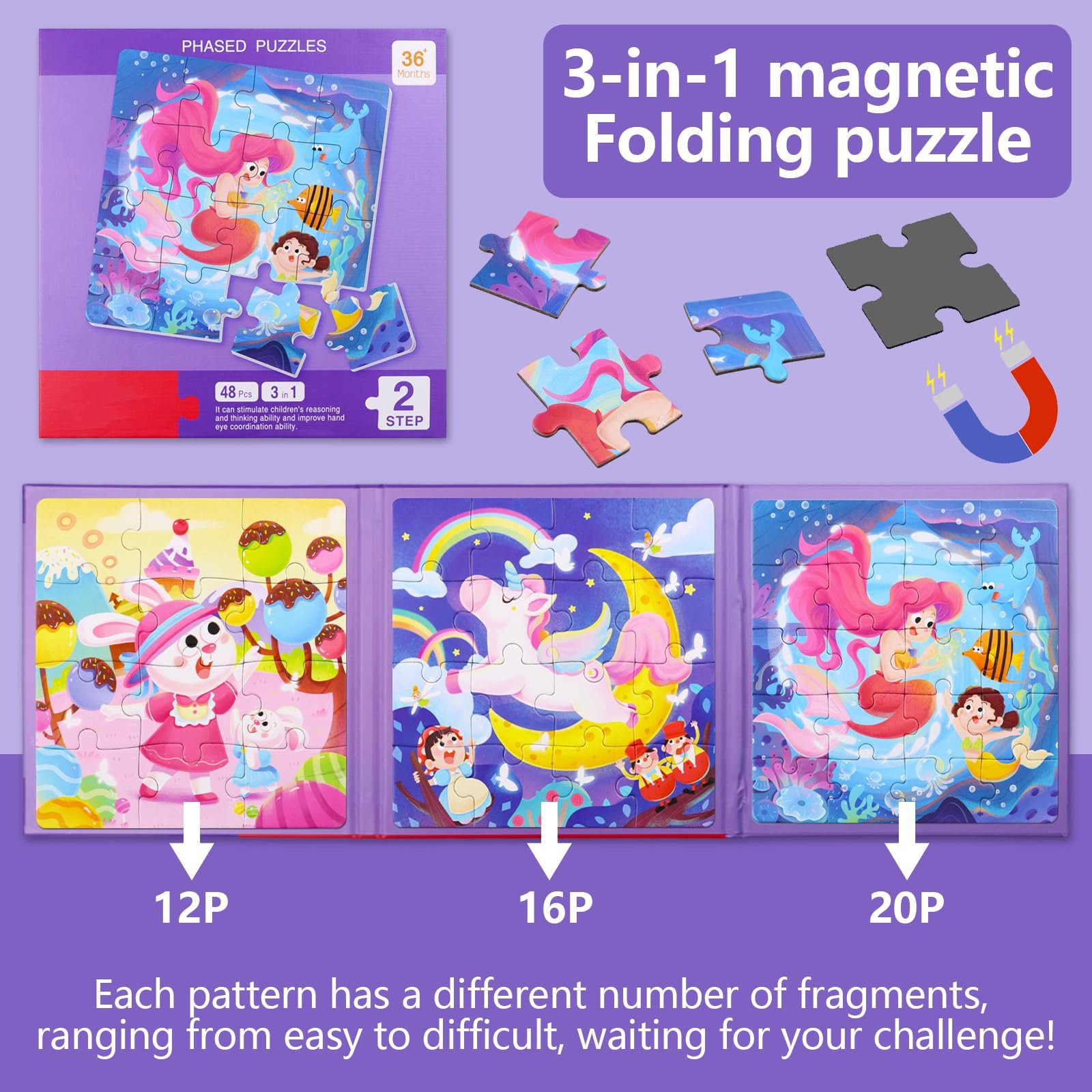 Магнітна головоломка 3-в-1 для дітей від 3 років для подорожей, фото №3