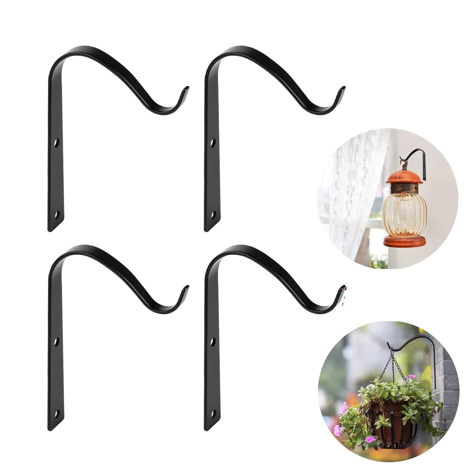 Тримачі для підвісних кошиків Набір із 4 штук Залізо 11 см Чорний, фото №1