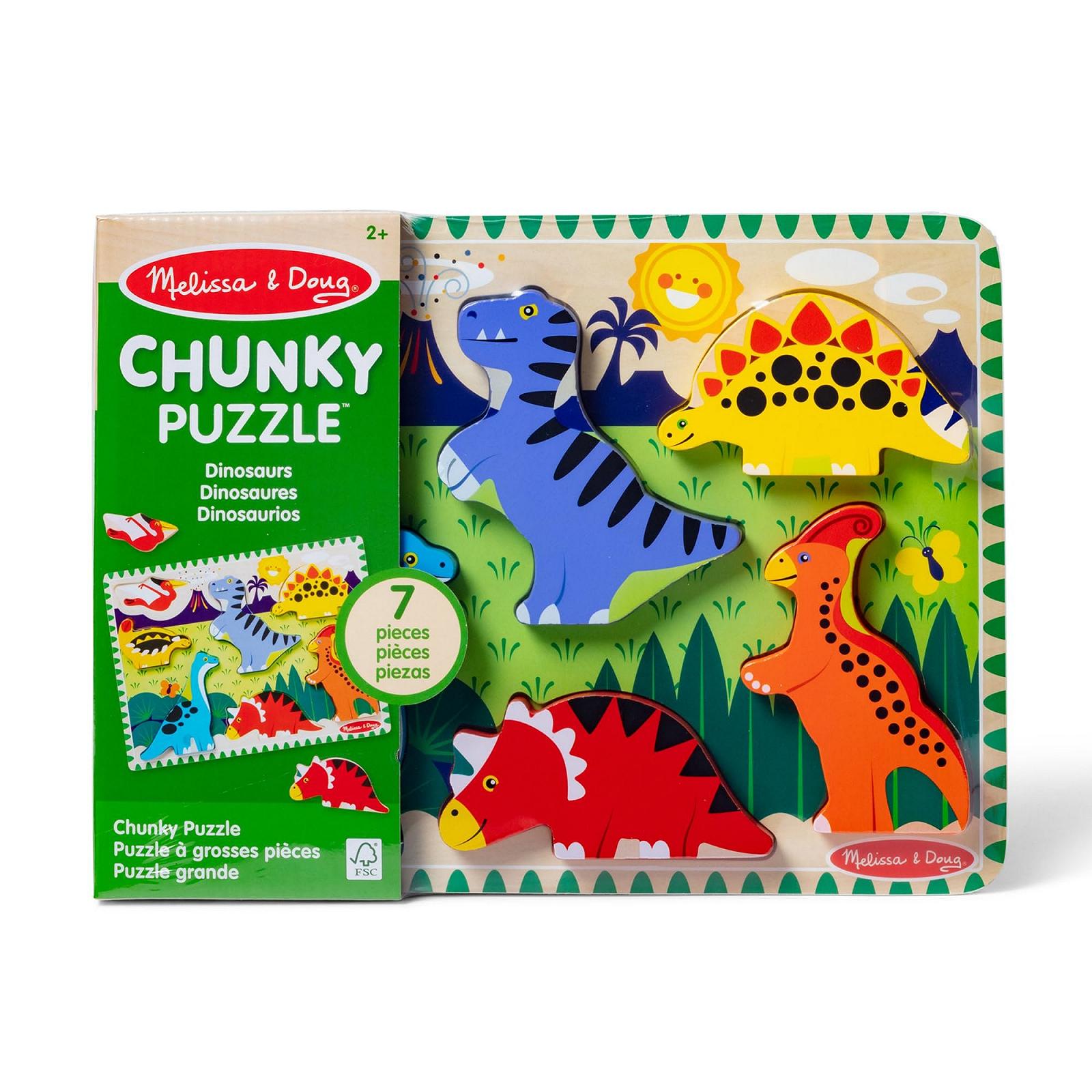 Дерев'яний пазл Melissa & Doug Dinosaur Chunky 7 деталей, фото №3
