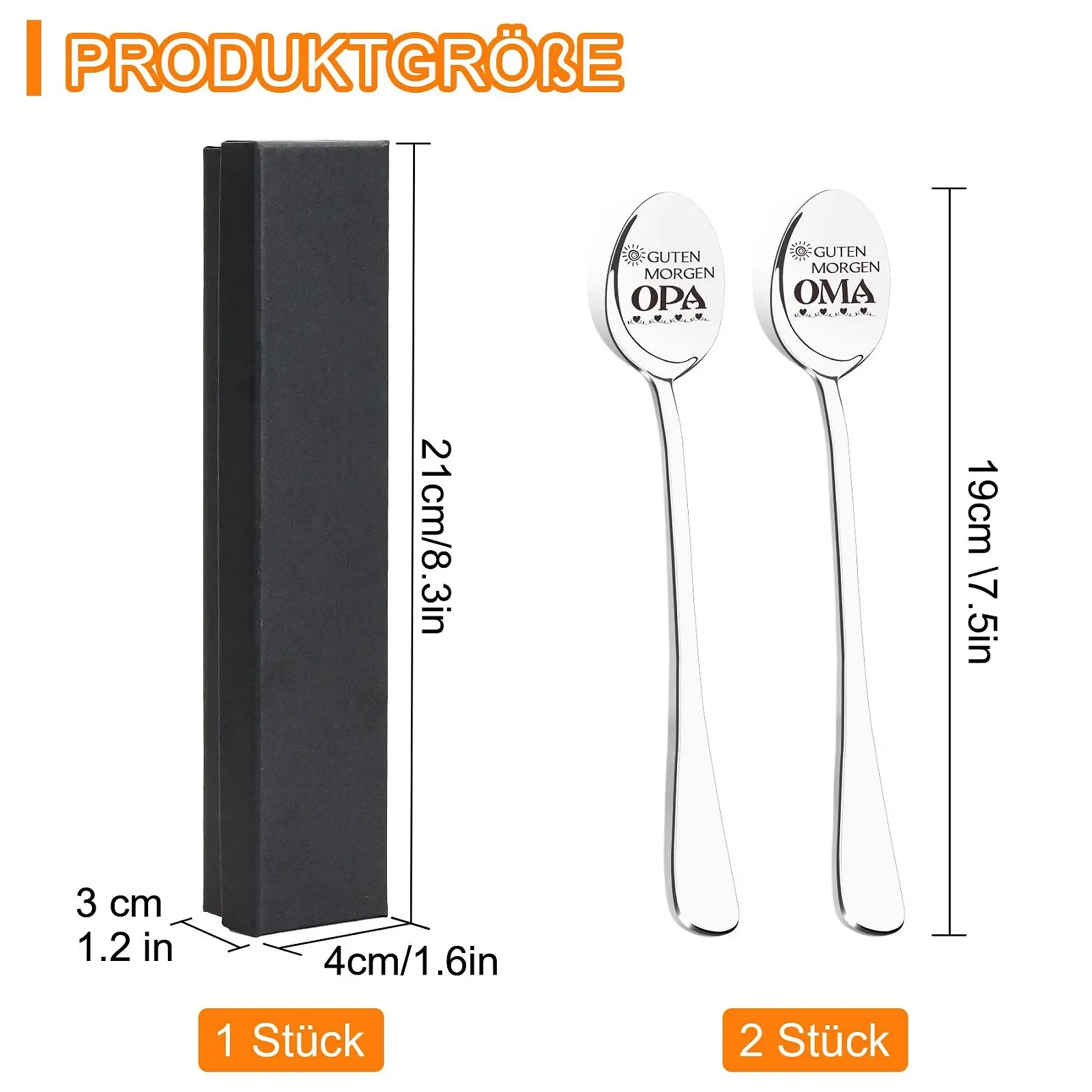 Ложка Кавова з гравіюванням для найкращих бабусі та дідуся, Паковання з 2 штук, фото №7