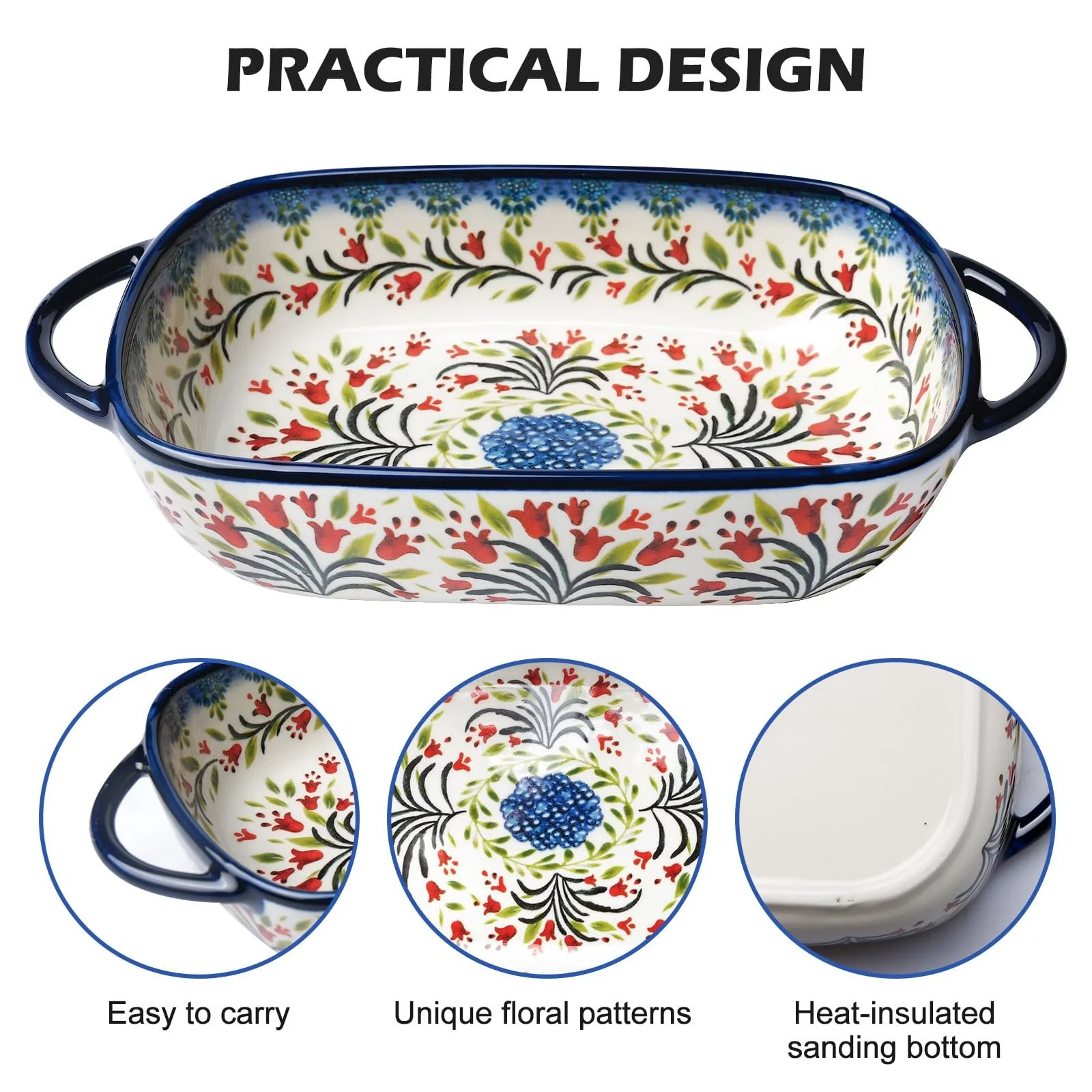 Форма для запекания керамическая прямоугольная с двойной ручкой 23.5 x 13 x 5 см Vintage, фото №3