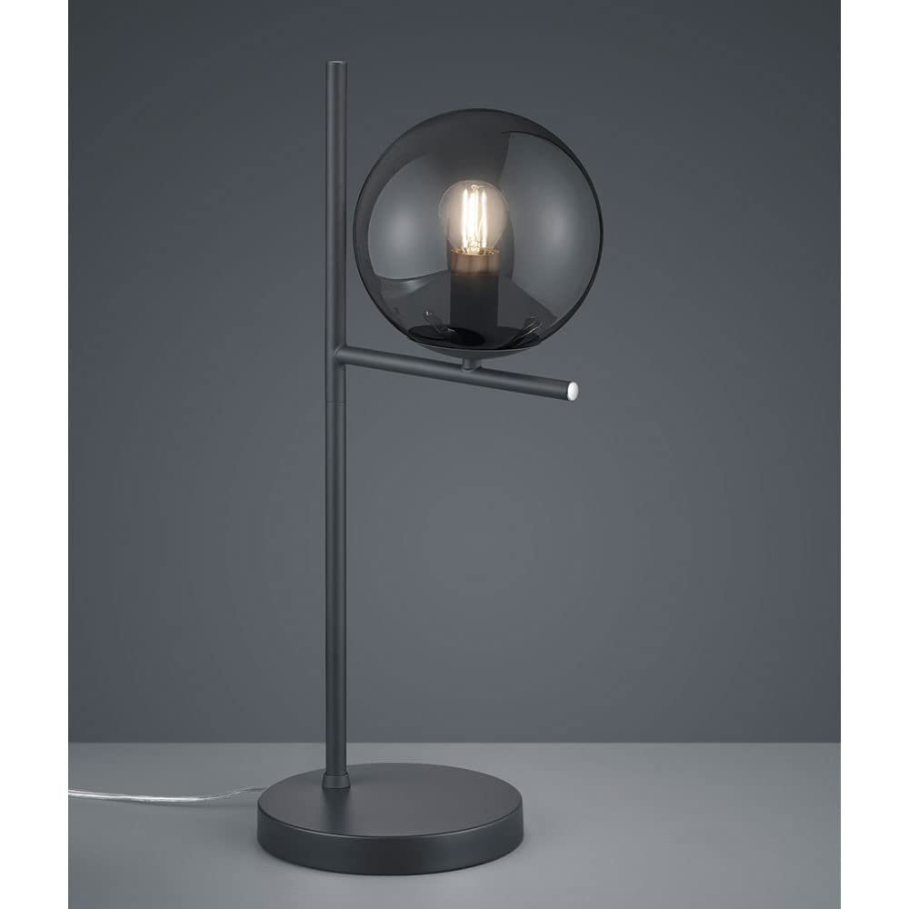 Настільна лампа etc-shop скляна куля димчаста антрацит метал 1 x E14 18 x 52 см, фото №7
