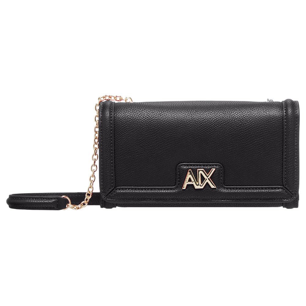 Кошелек Armani Exchange Черный с клапаном и логотипом спереди, черный, фото №1