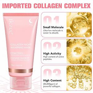 Ночная маска для лица Collagen, 75 мл, органическая коллагеновая маска для лица, антивозрастная, глубокое увлажнение, с гиалуроновой кислотой и керамидами NP synthetic.ua - Фото 1