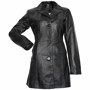 Женский Кожаный Тренч из натуральной кожи Lamb Nappa, Черный synthetic.ua - Фото 1