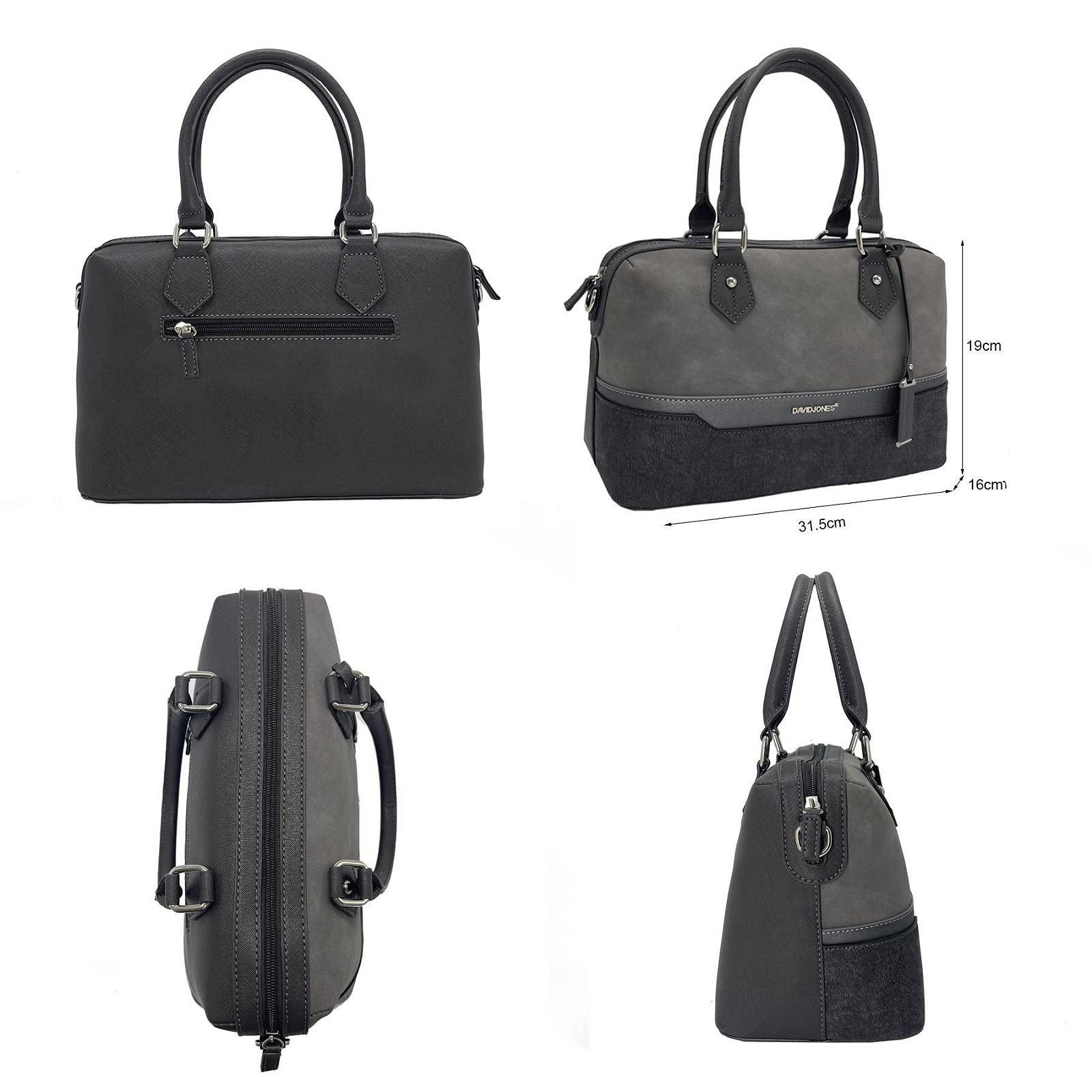 Сумка с верхней ручкой David Jones Bugatti Polochon Duffle, многоцветная полосатая, нубук, глиттер, жесткая искусственная кожа, серо-бежевая, фото №6