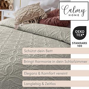 Покривало CalmyHOME Орнаменти 170 x 220 см Бежевий - Фото 1