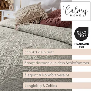 Покривало CalmyHOME Орнаменти 170 x 220 см Бежевий - Фото 1