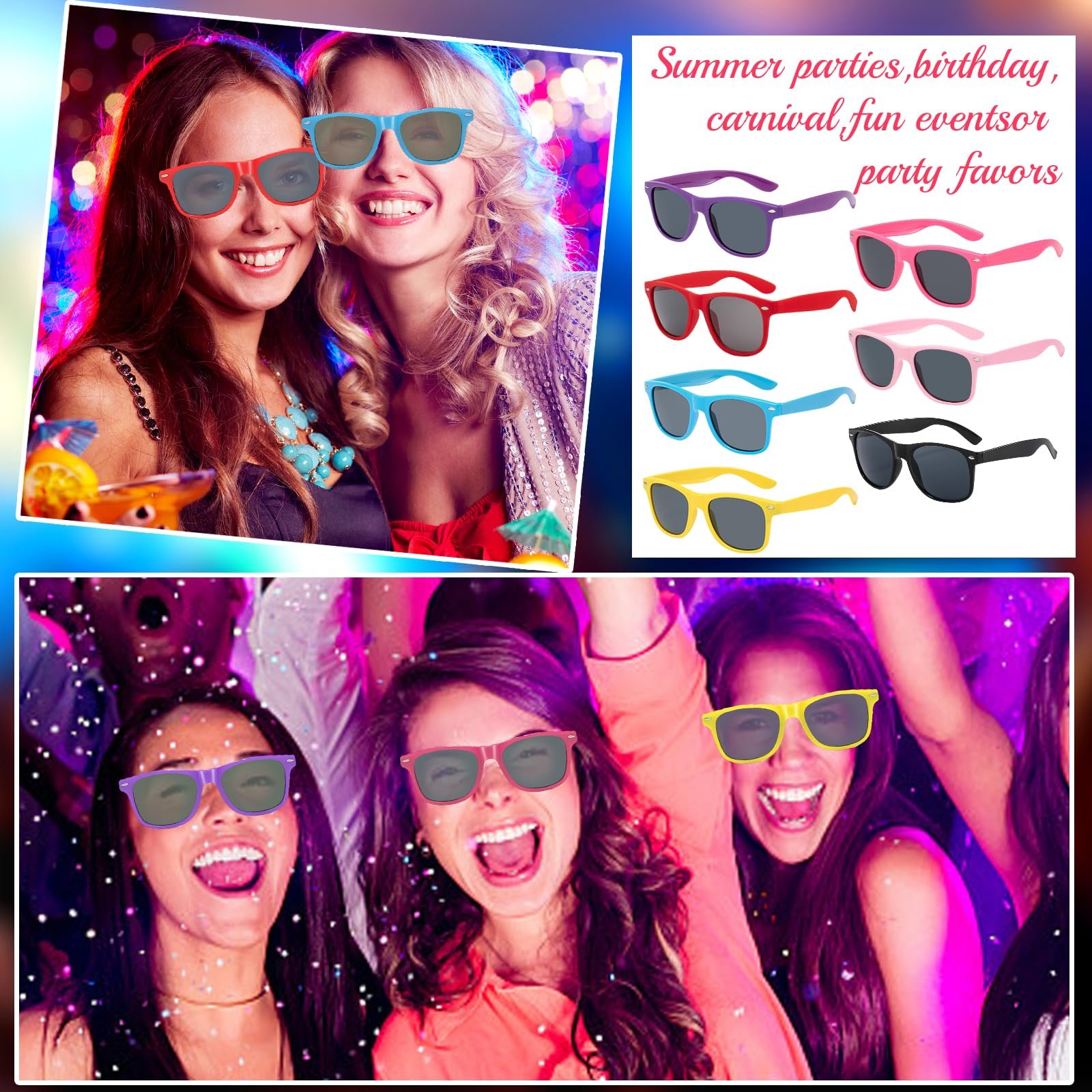 Сонцезахисні окуляри SoundZero Набір з 7 різнокольорових неонових ретро, фото №4