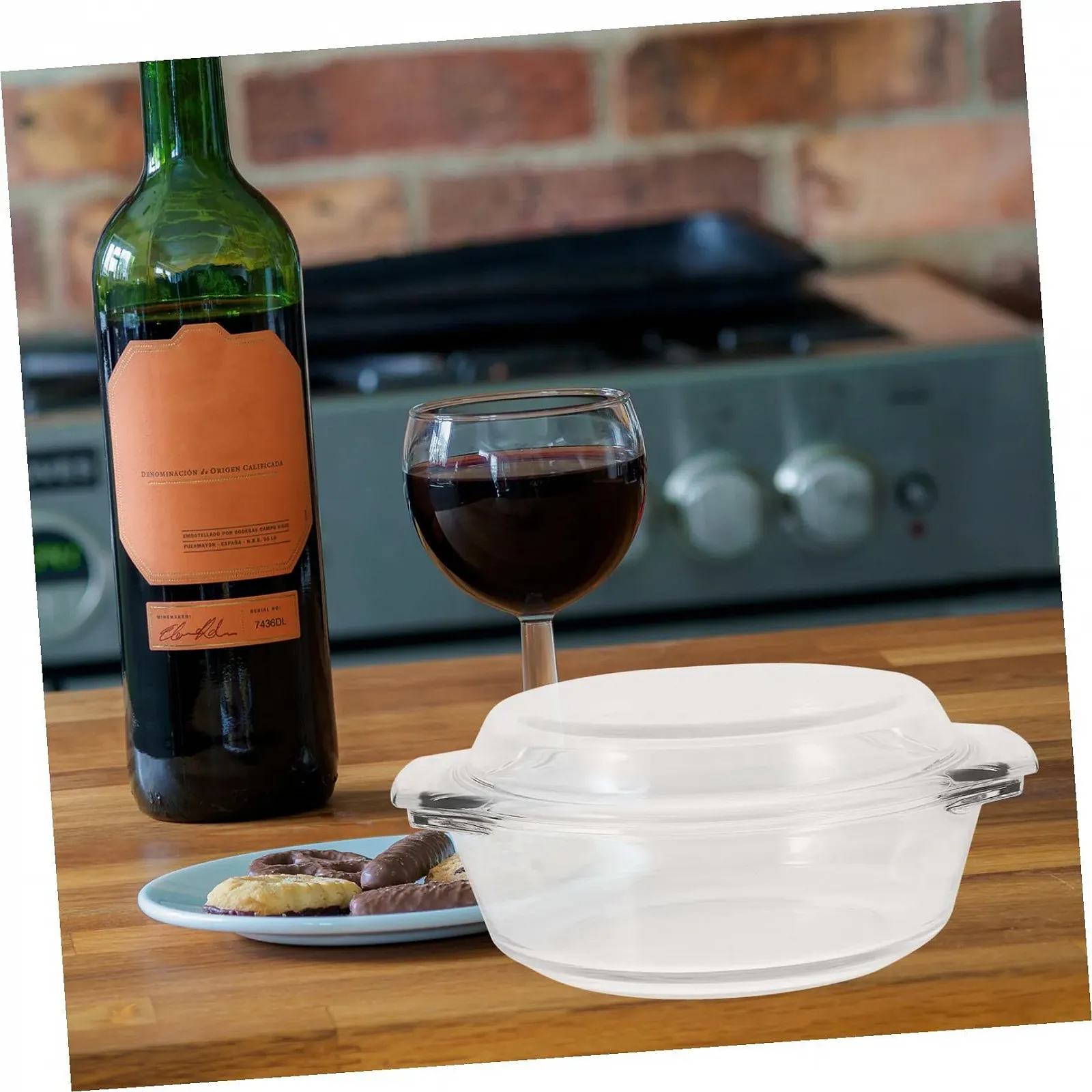 Кастрюля TOYANDONA стеклянная термостойкая с крышкой прозрачная, фото №3