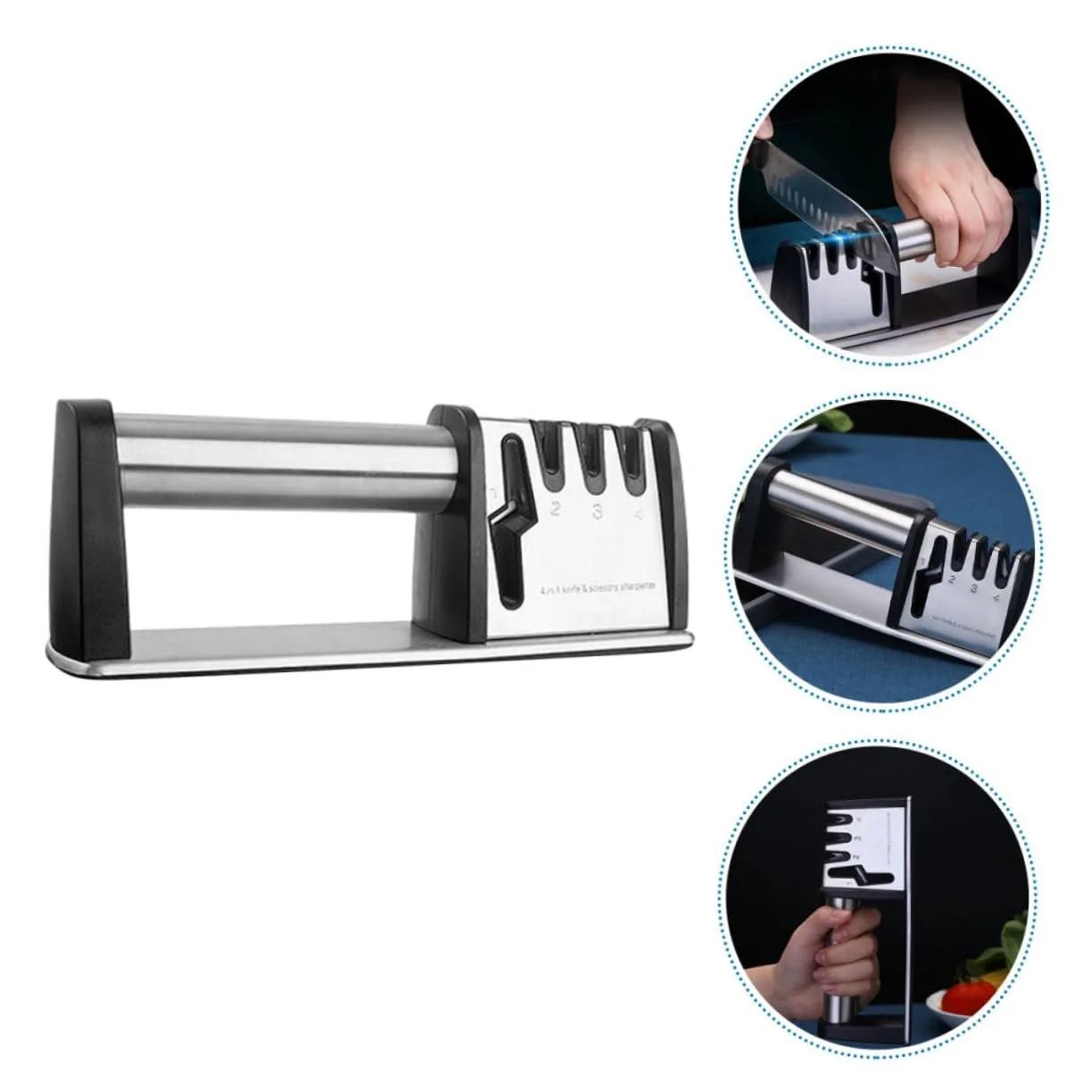 Точилка для ножів та ножиць ручна Ергономічна з нековзною основою, фото №6