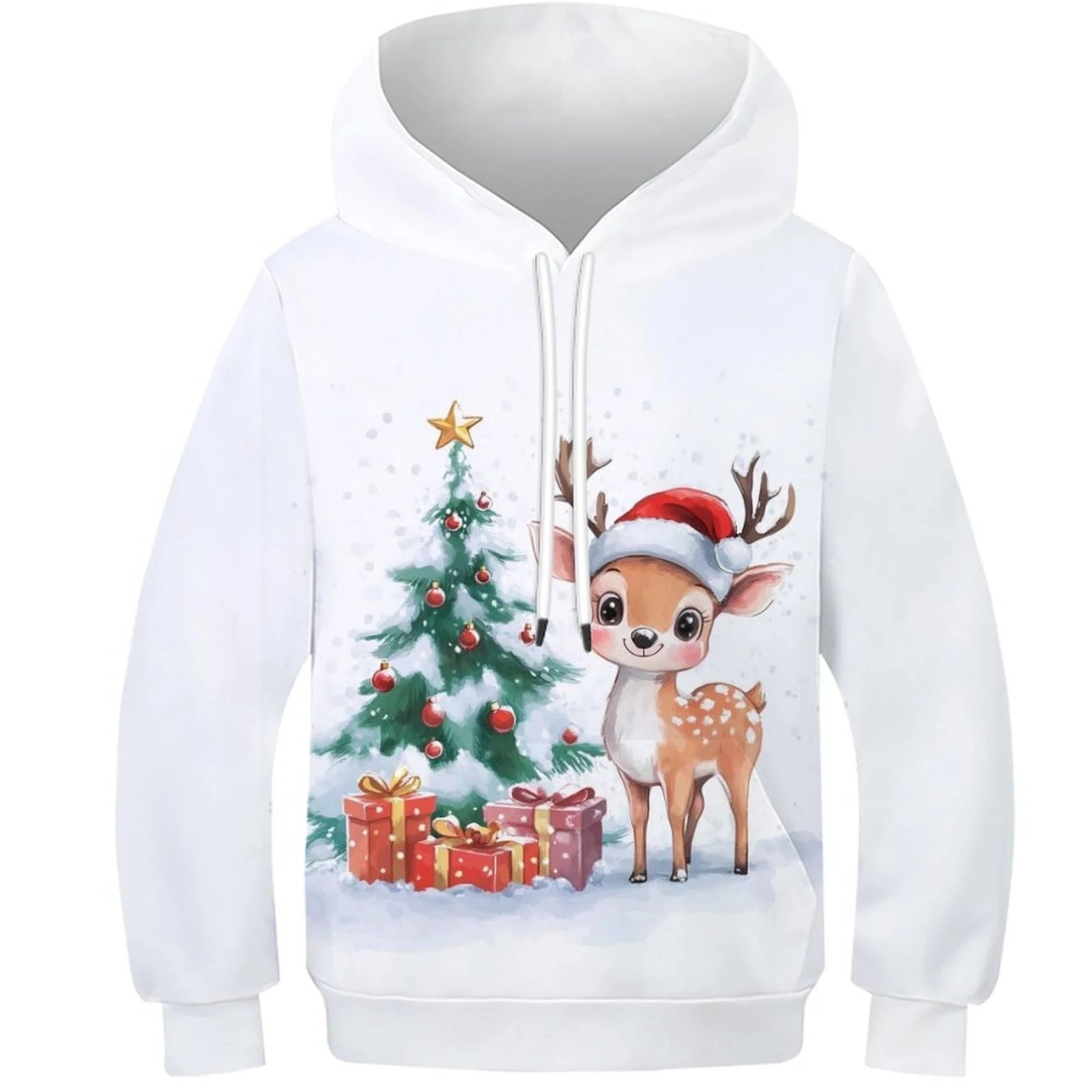 Худі Різдвяний олень для дівчаток і хлопчиків, пуловер, 3D-принт, фото №1