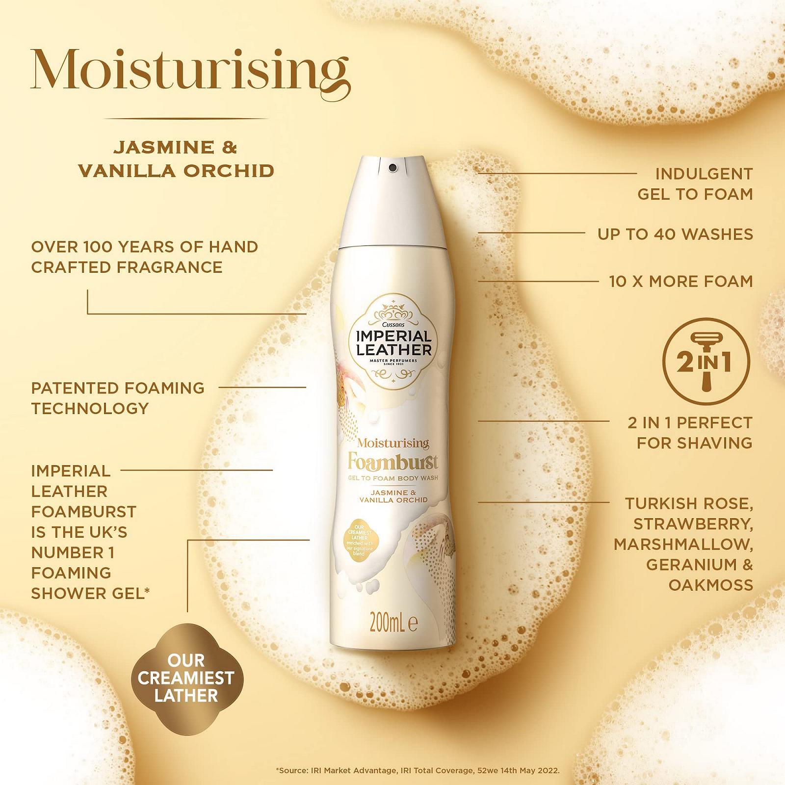 Гель для душу Imperial Leather Foamburst зволожуючий з ароматом жасмину та ванільної орхідеї 6 пляшок по 200 мл, фото №7