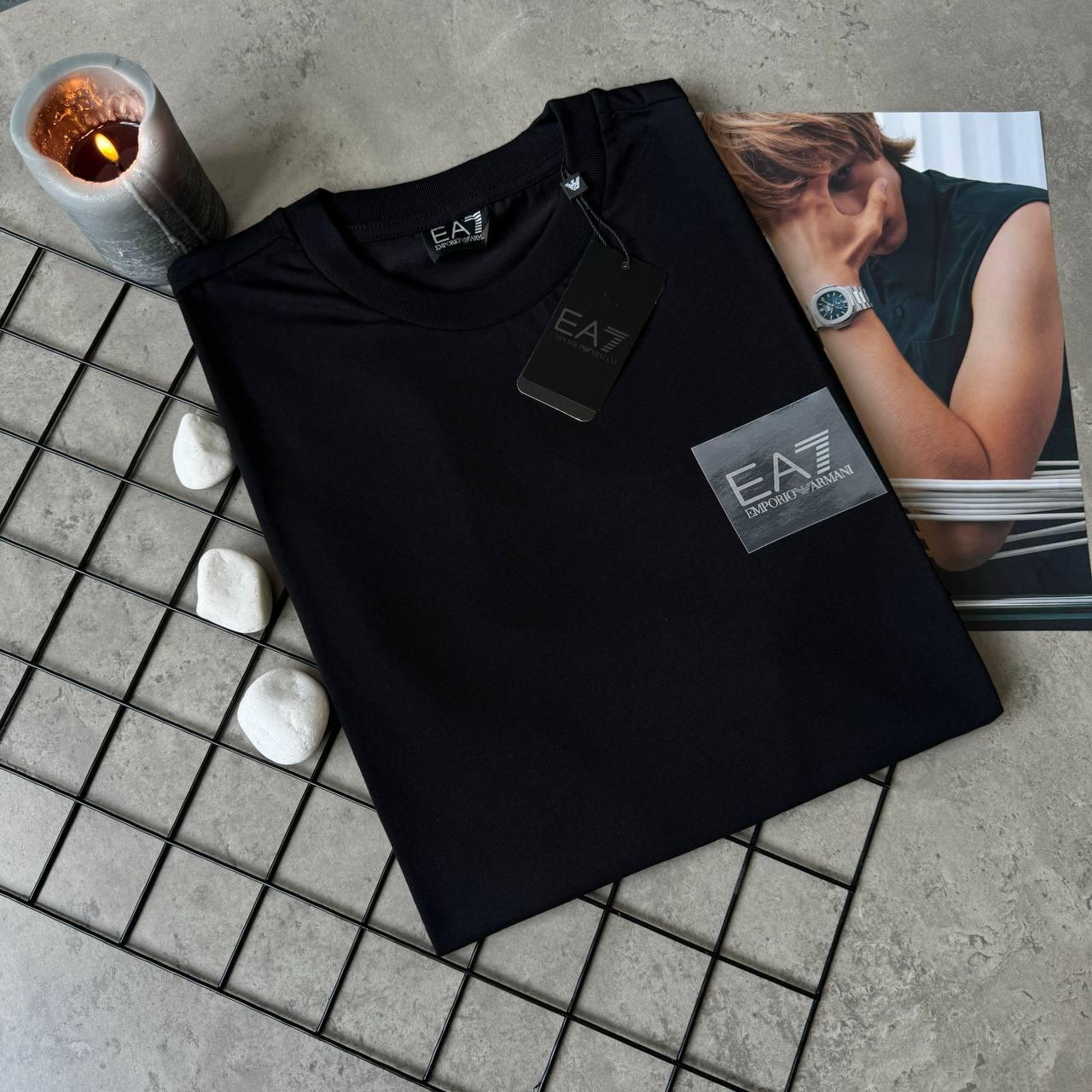 Мужская черная футболка Armani EA7 брендовая Армани ЕА7 модная на лето для мужчины, фото №5