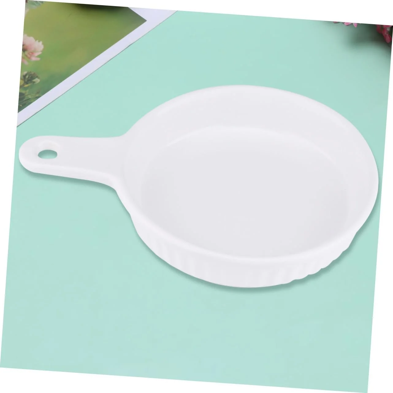 Форма для запекания Toyvian керамическая круглая белая с ручкой жаропрочная, фото №5 Форма для запекания Toyvian керамическая круглая белая с ручкой жаропрочная, фото №5