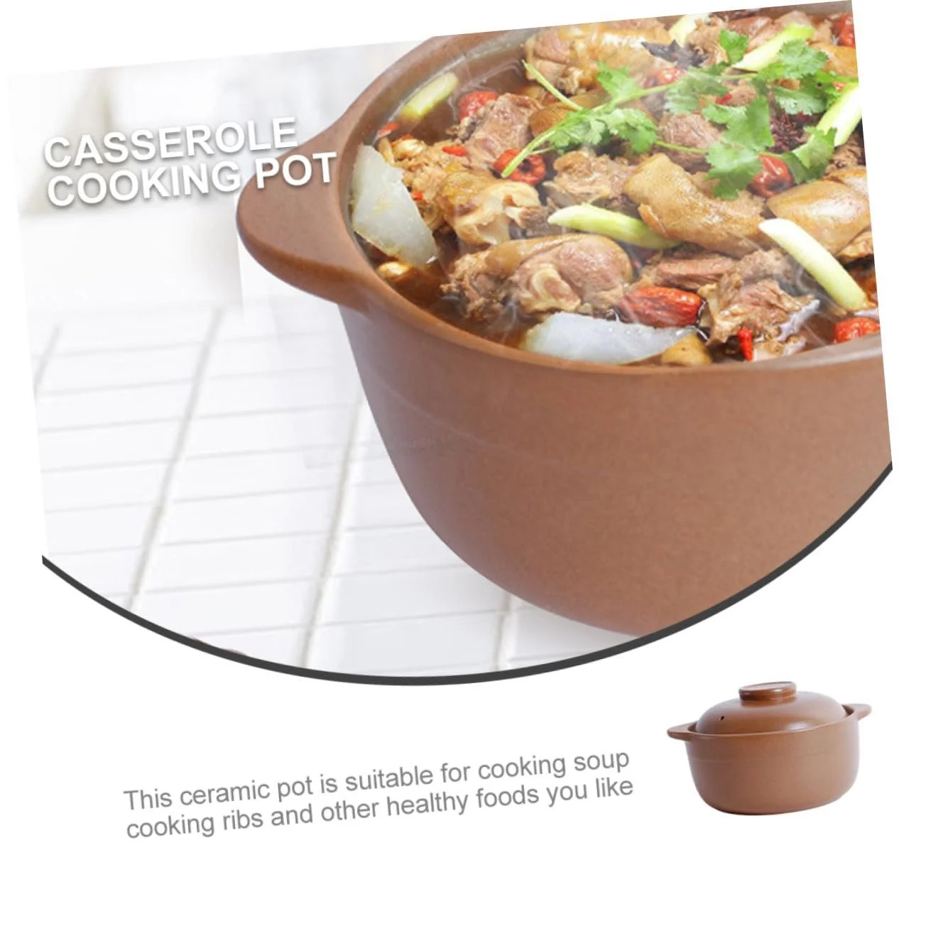 Кастрюля керамическая жаростойкая глазурованная для газовой плиты нескользящие ручки, фото №7